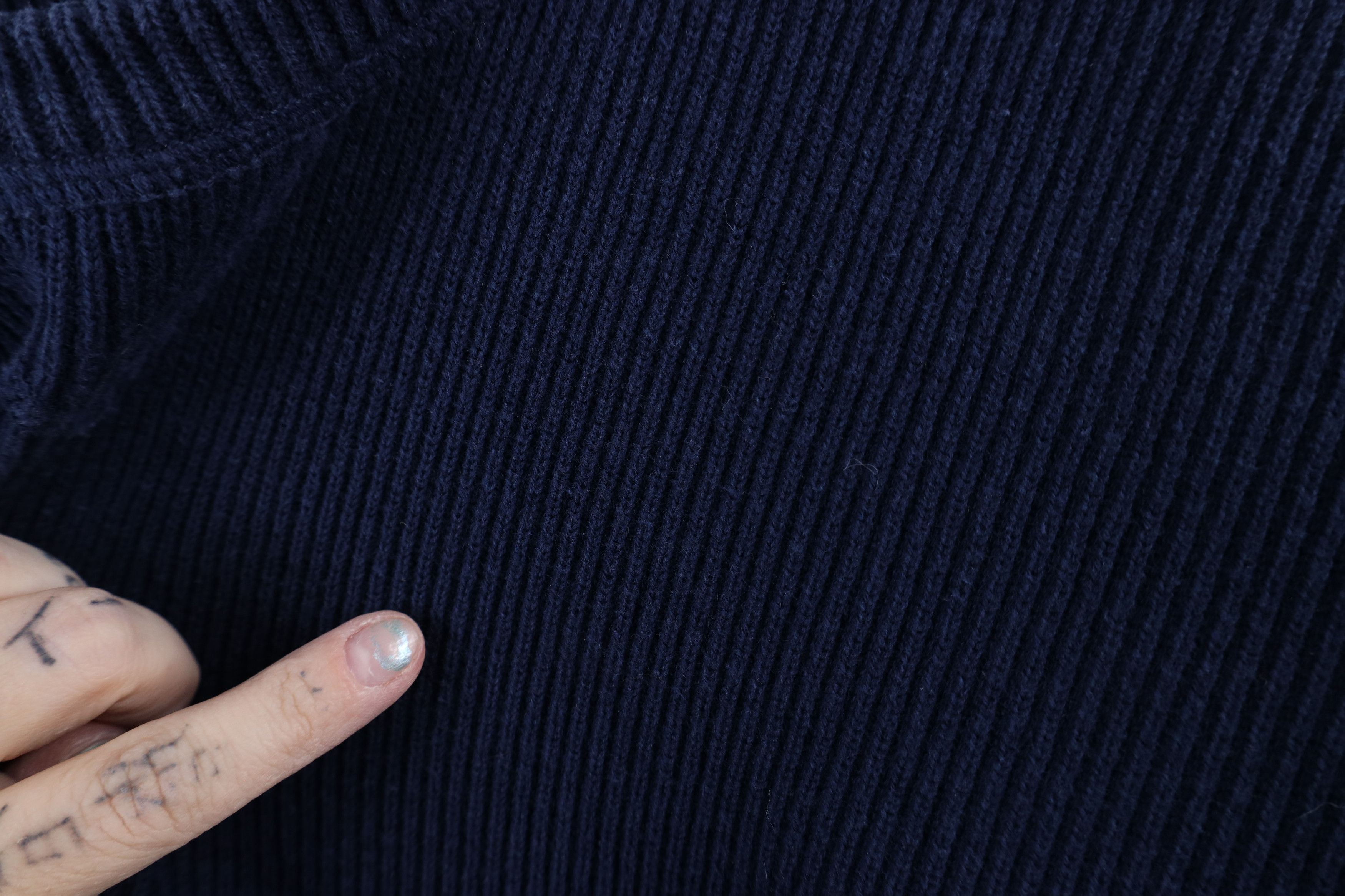 Eddie Bauer × Vintage Vintage 90s Eddie Bauer Cotton Ribbed Knit Sweater Blue Size ONE SIZE - 5 Thumbnail