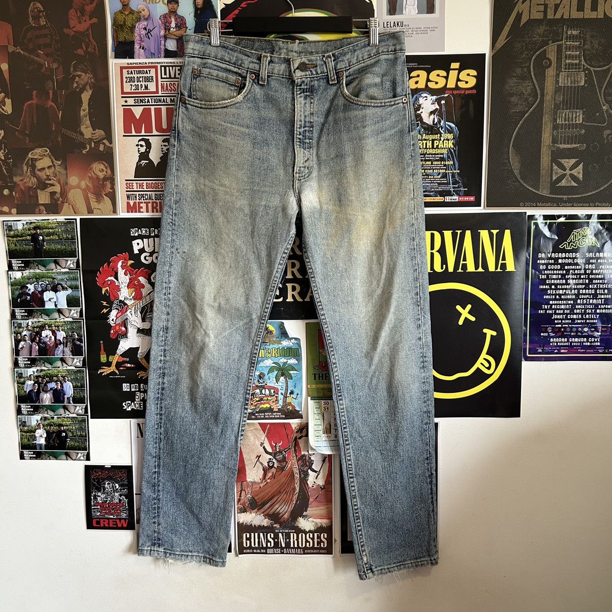 Levi's Vintage Levi’s 505 USA Washed Blue Distressed Denim Size US 35 - 1 Thumbnail