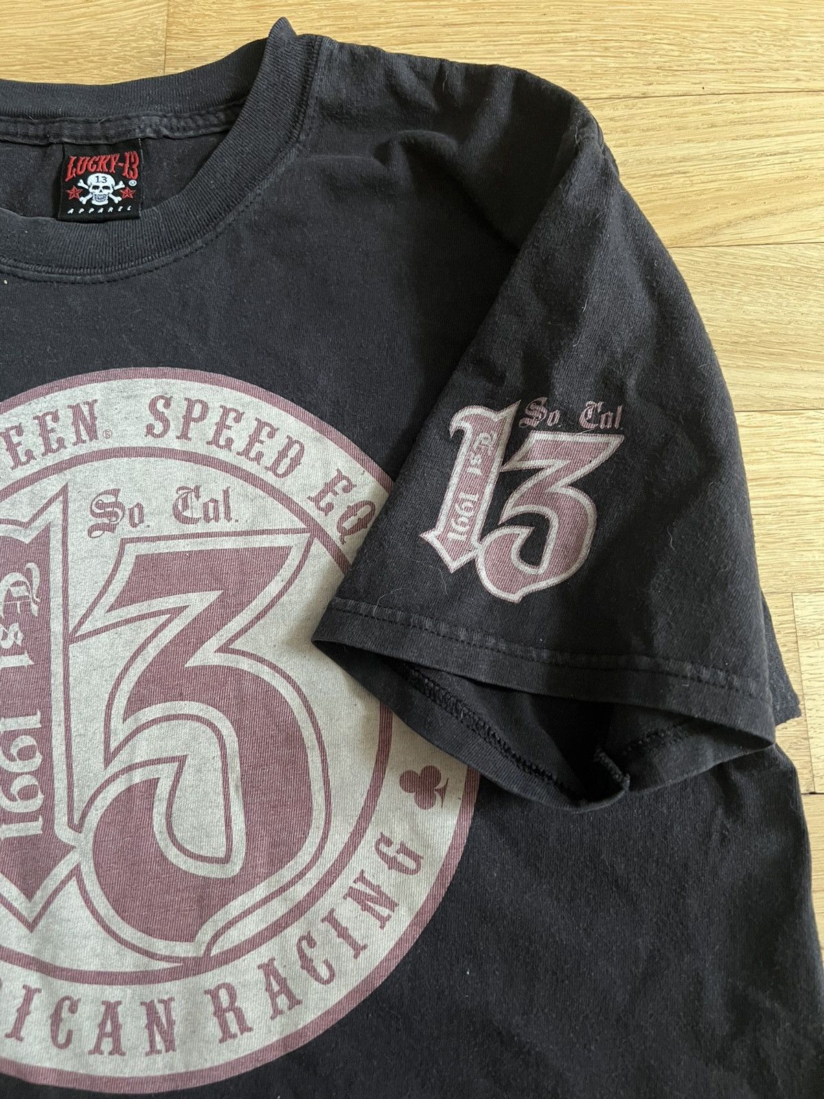 Vintage Vintage y2k thrashed lucky 13 black graphic t shirt Size US M / EU 48-50 / 2 - 3 Thumbnail