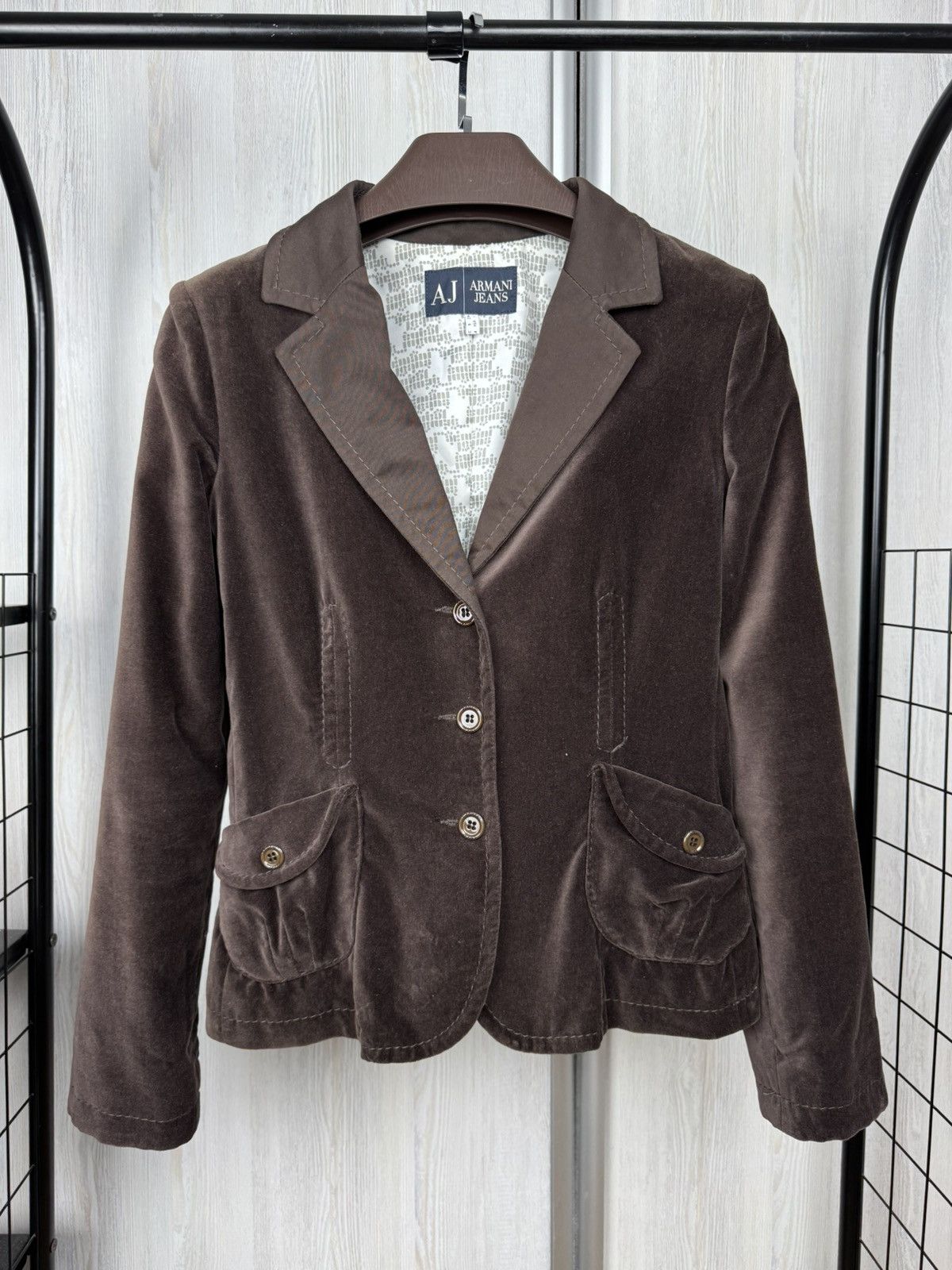 Armani Armani Jeans brown velour cotton 3 button blazer Size M / US 6-8 / IT 42-44 - 2 Thumbnail