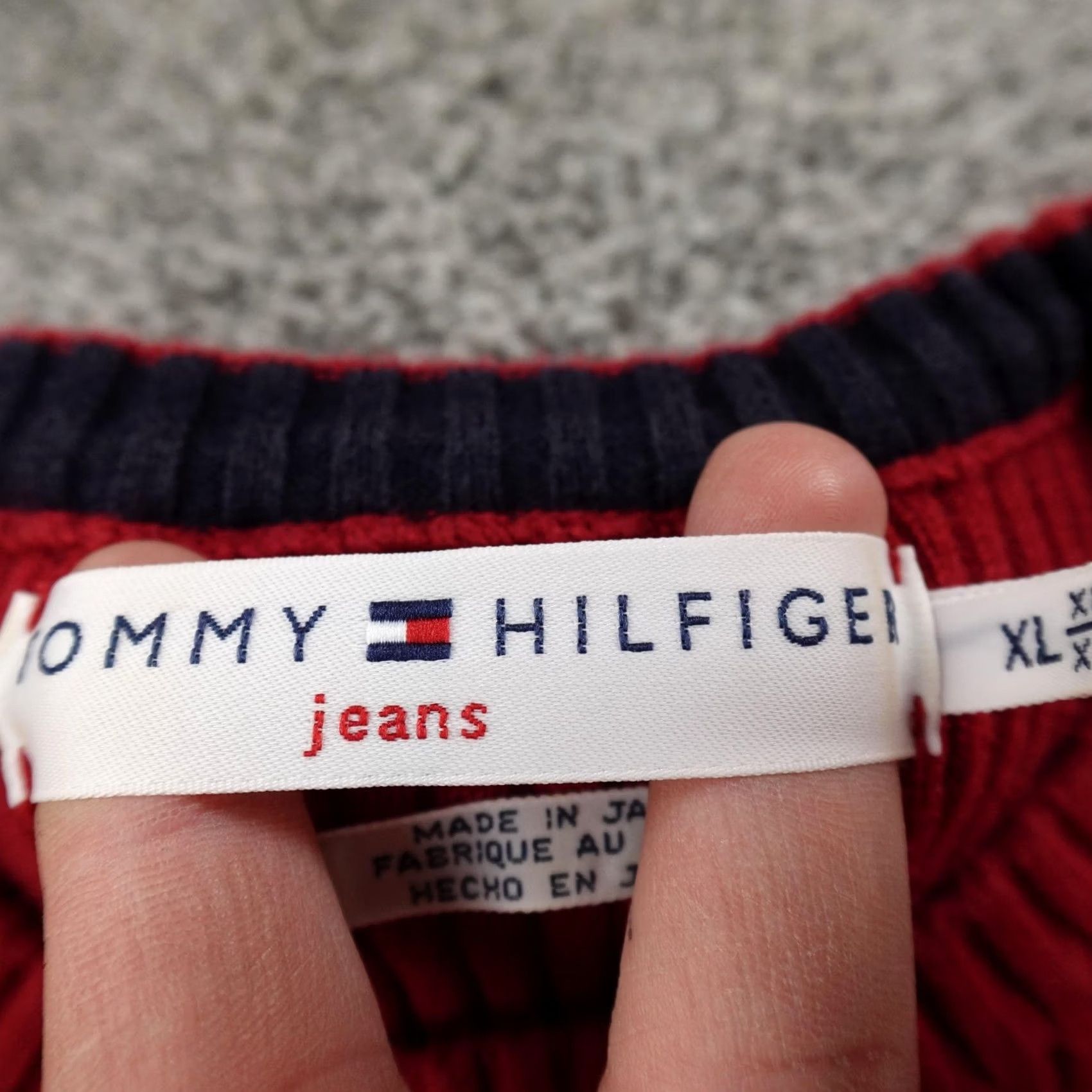 Tommy Hilfiger VINTAGE Tommy Hilfiger Sweater Womens XL Red Logo Ribbed Knit Pullover Crewneck Slim Knit Size XL / US 12-14 / IT 48-50 - 4 Thumbnail