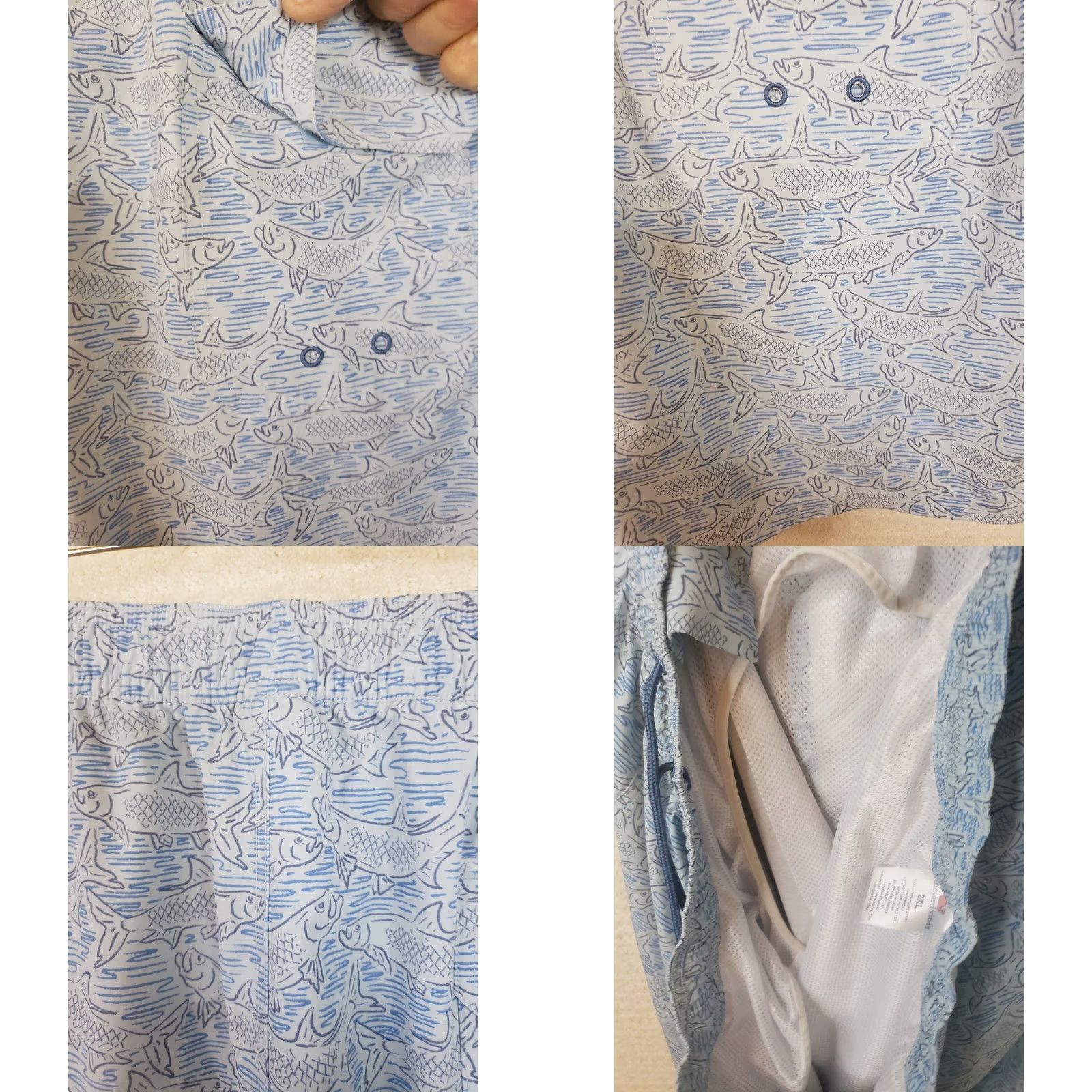 Vineyard Vines Vineyard Vines Mens Trunks Blue Lined All Over Pattern Fish Tarpon 2XL Size US 39 - 9 Thumbnail