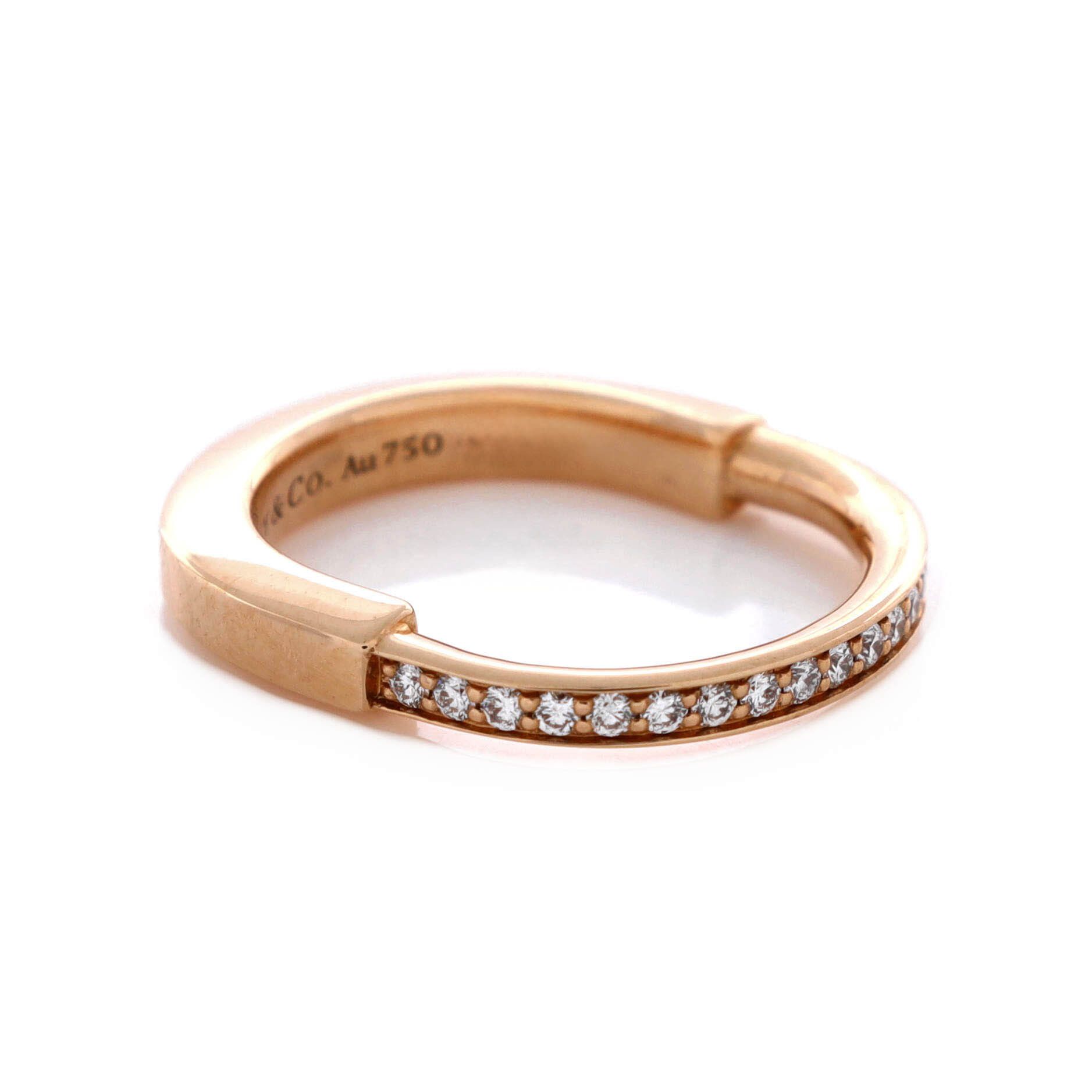 Tiffany & Co. Lock Ring 18K Rose Gold with Diamonds Size ONE SIZE - 1 Thumbnail