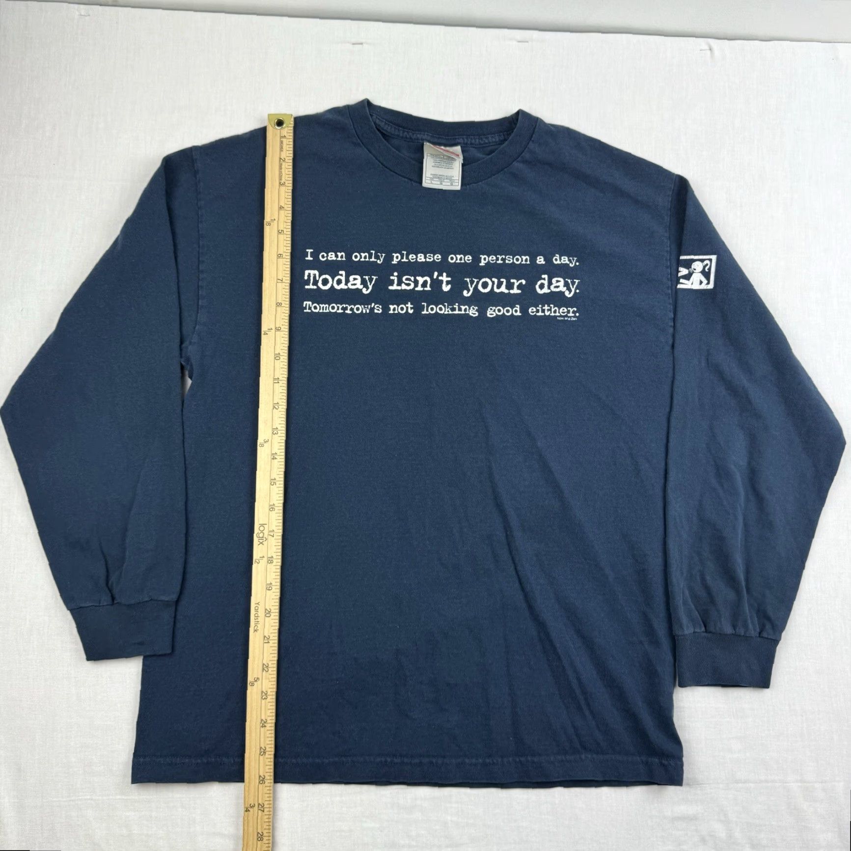 Vintage VINTAGE Alstyle T-Shirt Long Sleeve Shirt Adult Large Blue Funny Y2K Grunge Skater Mens Size US L / EU 52-54 / 3 - 6 Thumbnail