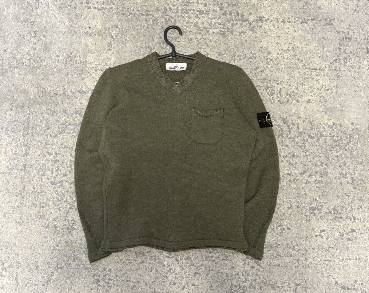 Vintage STONE ISLAND GREEN KNIT SWEATER WITH PATCH LOGO STYLE Size US M / EU 48-50 / 2 - 1 Thumbnail
