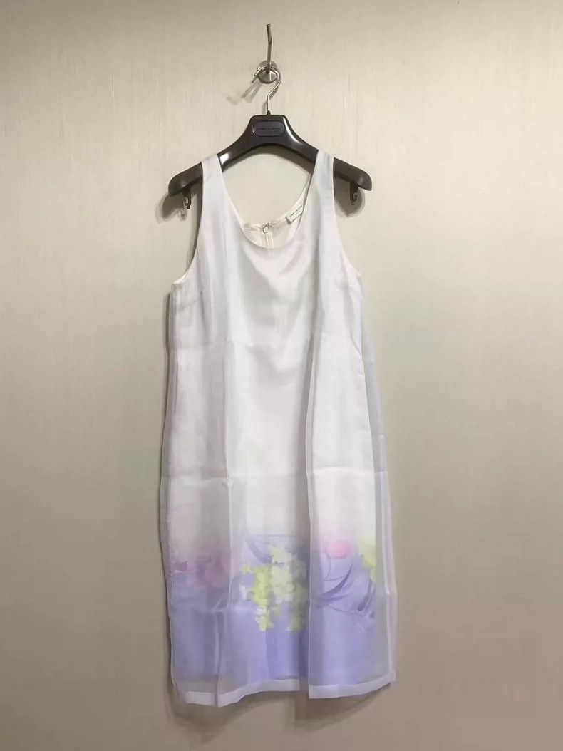 Dries Van Noten Dries Van Noten size:40 White and purple silk printed dres Size M / US 6-8 / IT 42-44 - 1 Thumbnail
