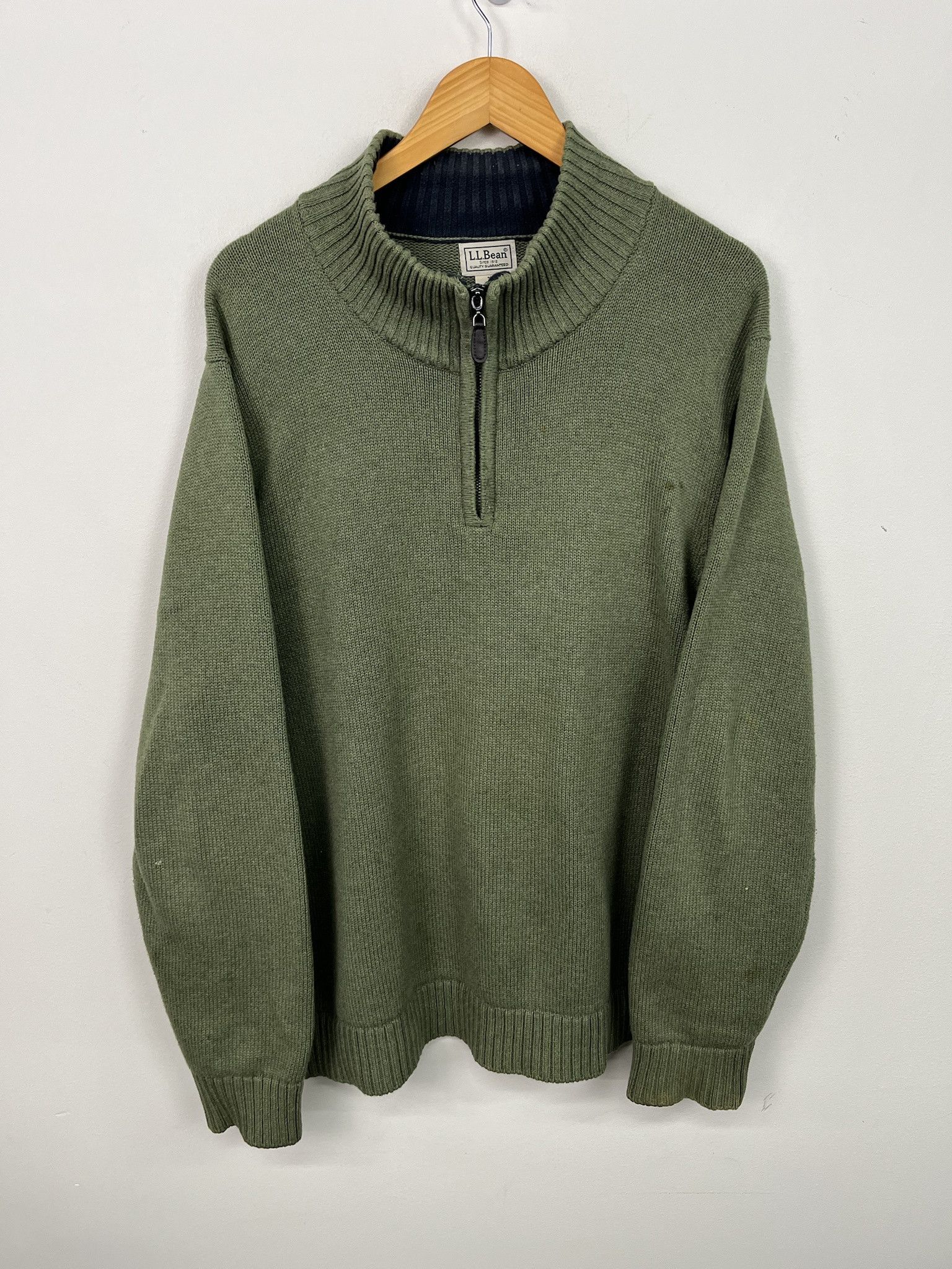 L.L. Bean Vintage LL Bean Like New Green Quarterzip Knit Sweater Size XXL Size US XXL / EU 58 / 5 - 1 Thumbnail