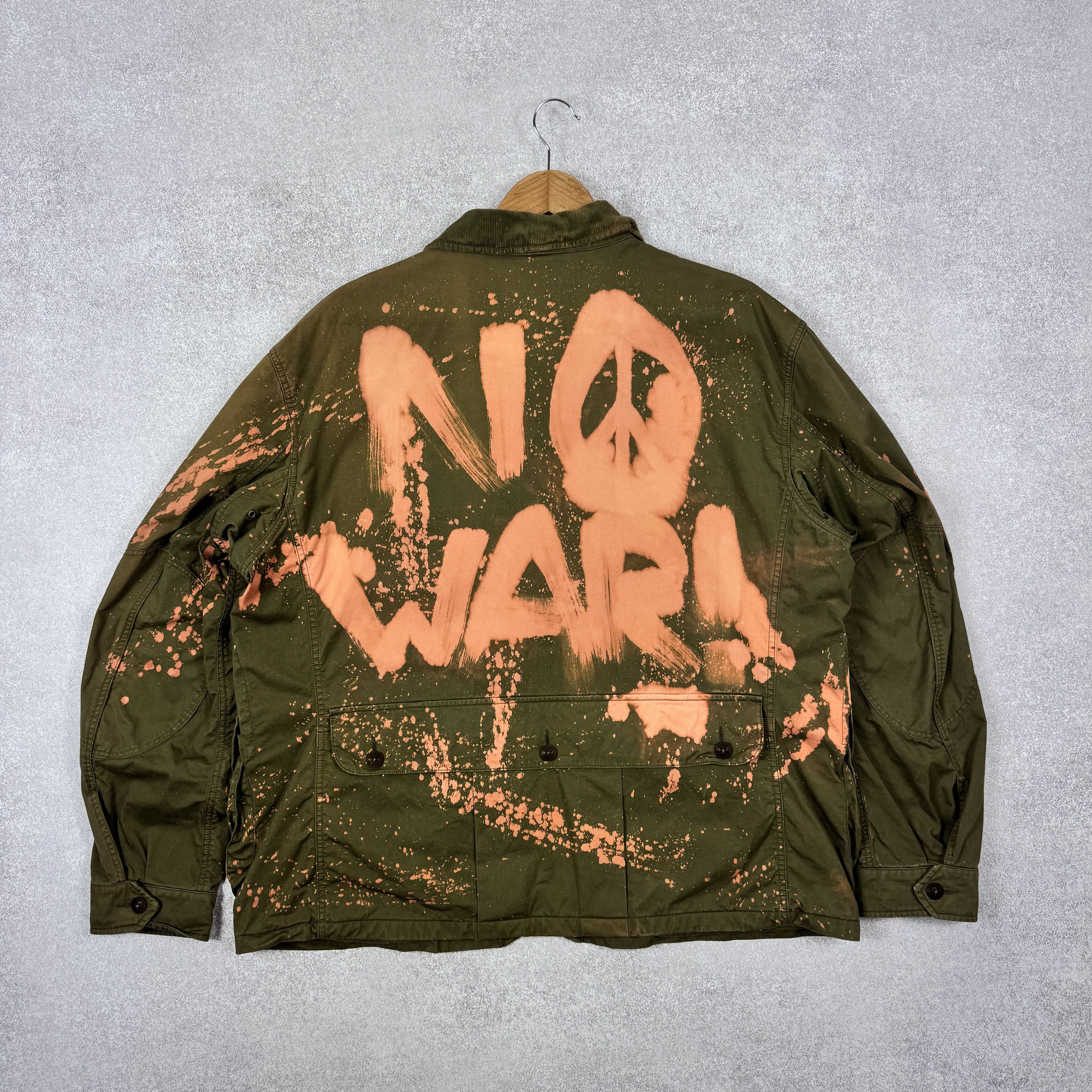 Designer × Polo Ralph Lauren POLO RALPH LAUREN CUSTOM ''NO WAR'' MILITARY POCKET JACKET Size US XXL / EU 58 / 5 - 1 Thumbnail