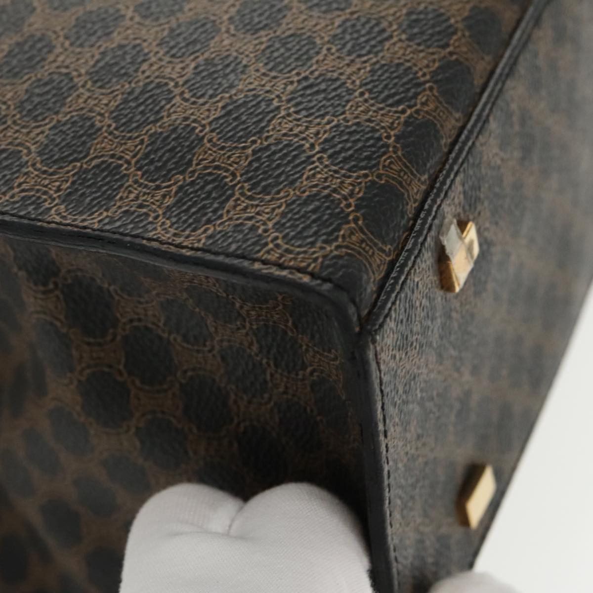 Celine CELINE Macadam Canvas Shoulder Bag Pvc Leather Black Gold Size ONE SIZE - 15 Thumbnail