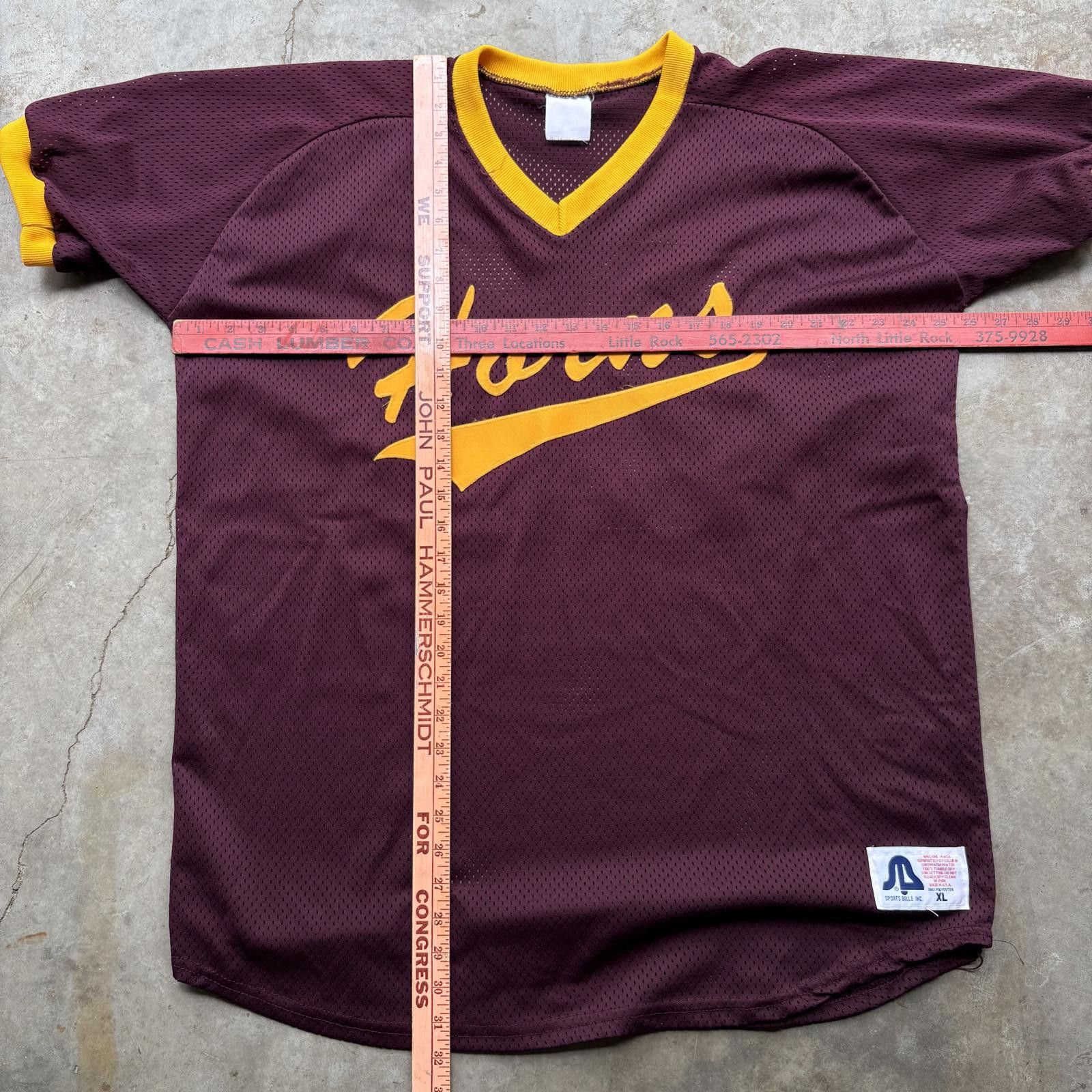 Vintage Vintage 80s Burgundy Horns Mesh Football Grunge Baggy Jersey Size US XL / EU 56 / 4 - 3 Thumbnail
