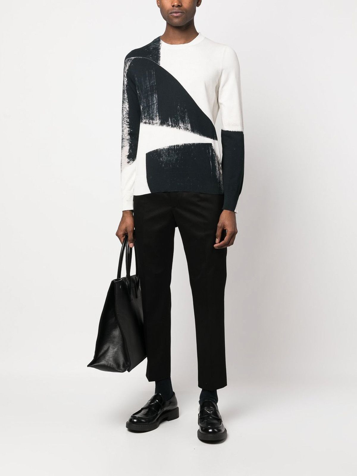 Alexander McQueen o1y0225 Sweater in Black & Ivory Size L / US 10 / IT 46 - 2 Thumbnail