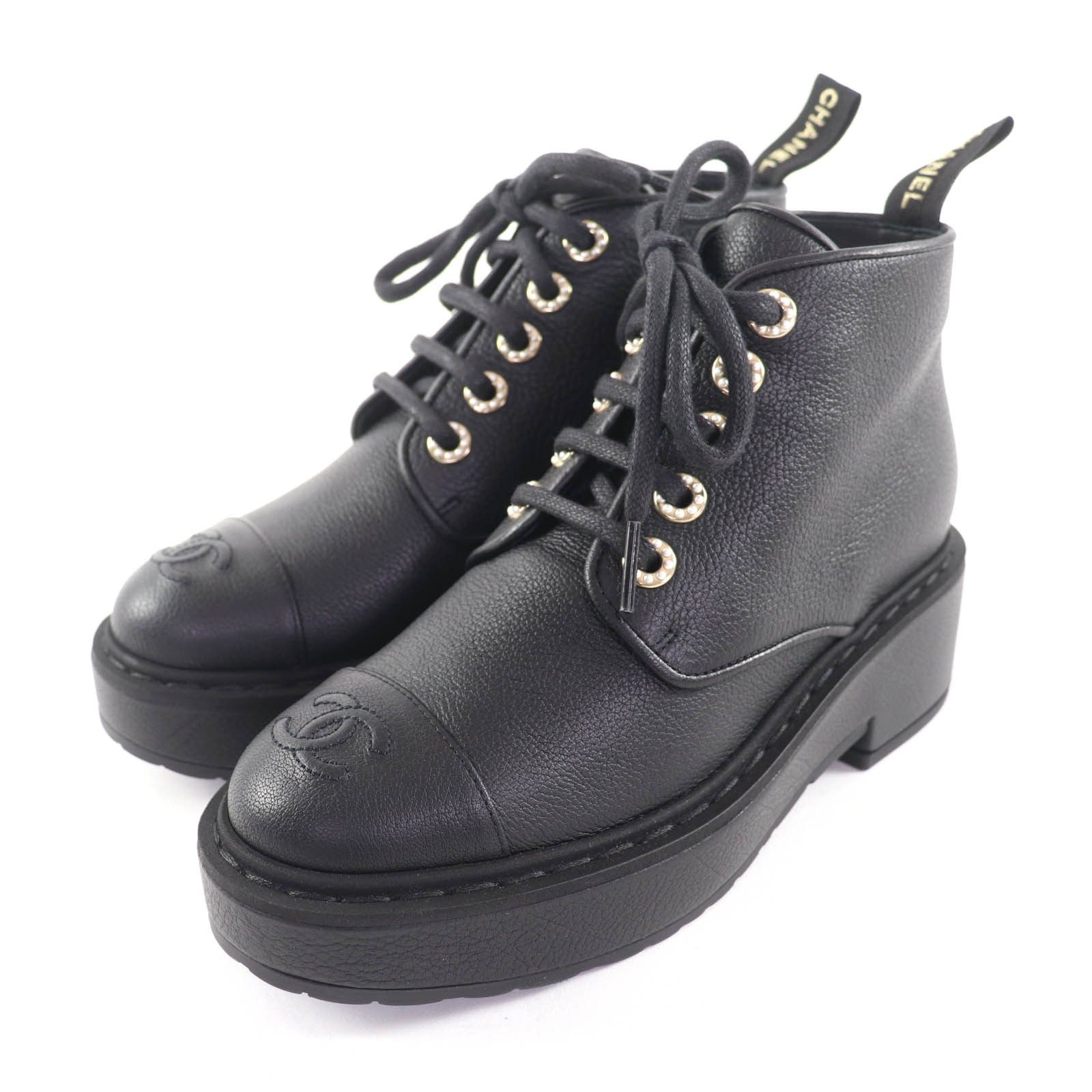 Chanel Chanel Chanel G36416 Leather Short Boots Leather Shoes G36416 DUTY FREE for USA Size ONE SIZE - 1 Thumbnail