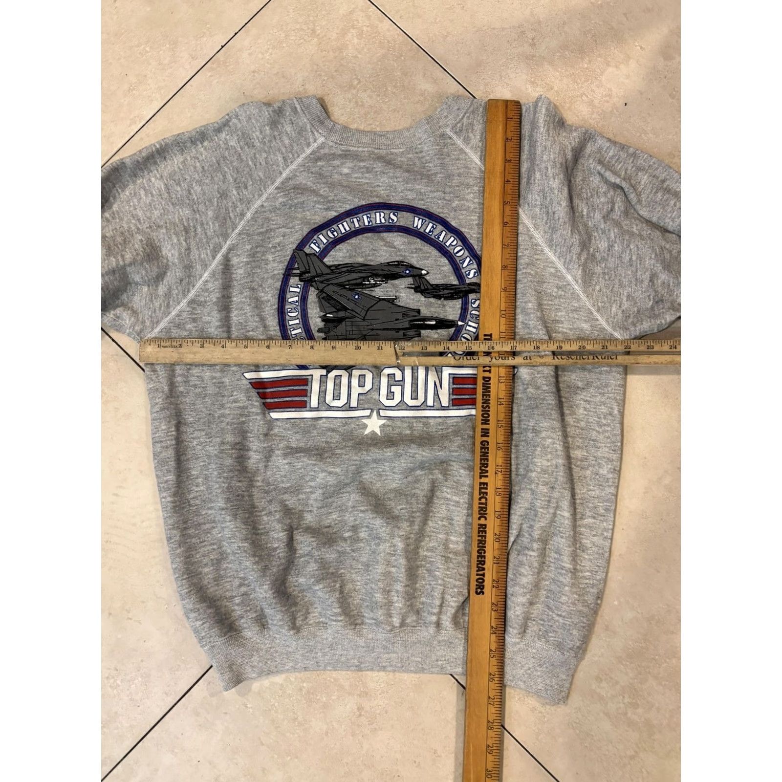 Hanes VINTAGE Hanes Sweatshirt Mens XL Gray Top Gun Crewneck 80s Graphic Print Fighter Weapons School 50/46/4 Cotton Acrylic Rayon USA Size US XL / EU 56 / 4 - 6 Thumbnail