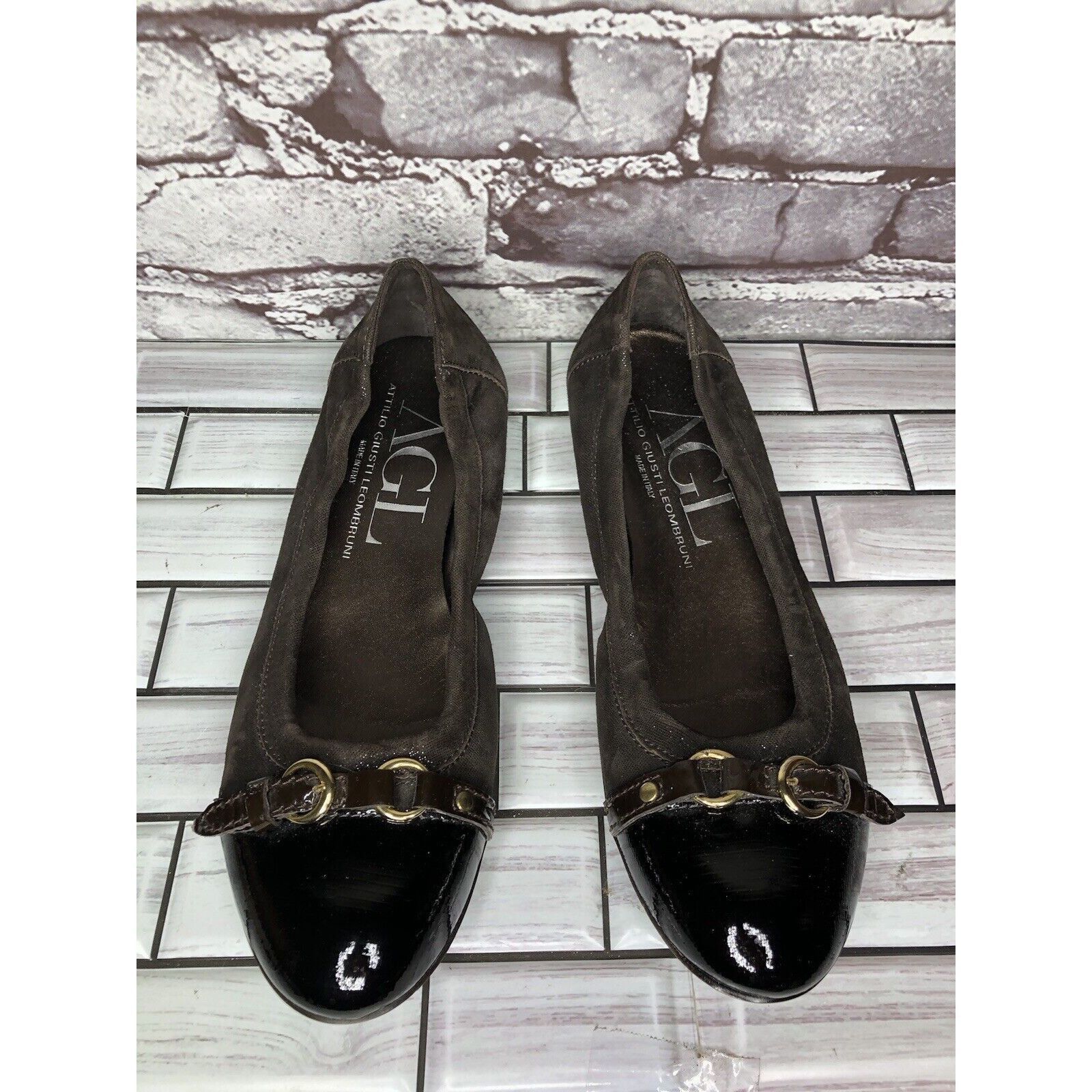 Other AGL Brown Suede Leather Cap Toe Strap Slip On Ballet Shoes W Size US 7.5 / IT 37.5 - 19 Thumbnail