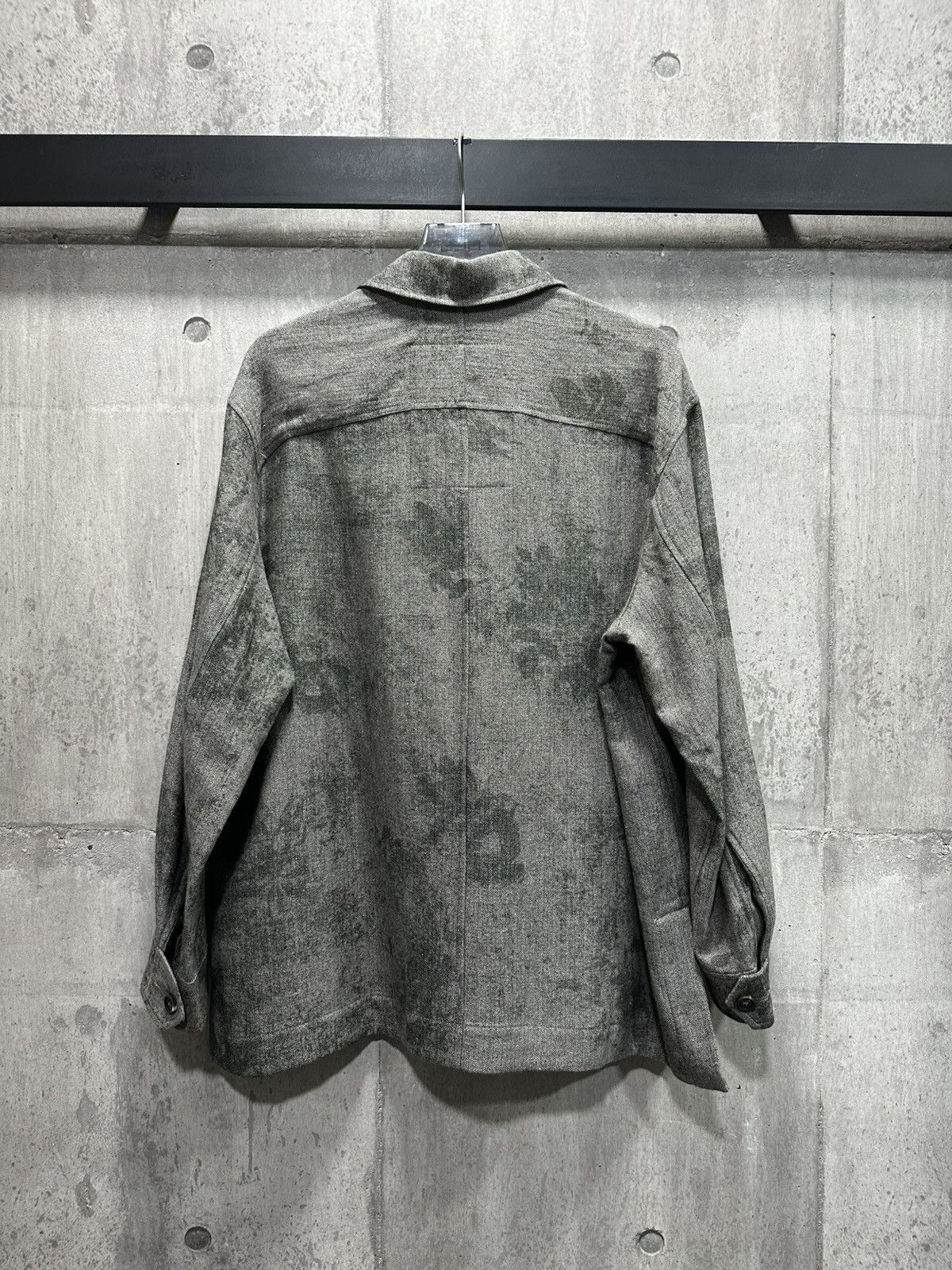 Ziggy Chen Grey Wool Floral Overshirt Size US S / EU 44-46 / 1 - 2 Thumbnail