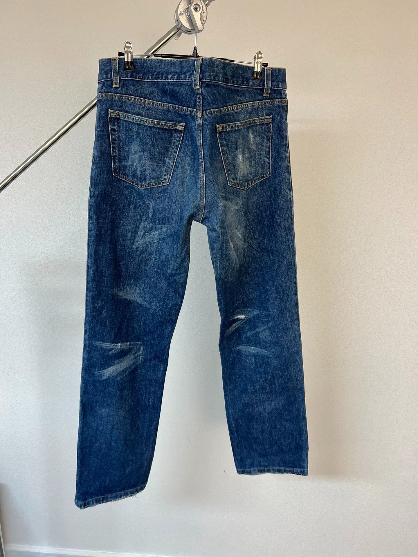 Helmut Lang Helmut Lang 98aw Blue Denim Distressed Oversized Jeans 33 Size US 33 - 4 Thumbnail
