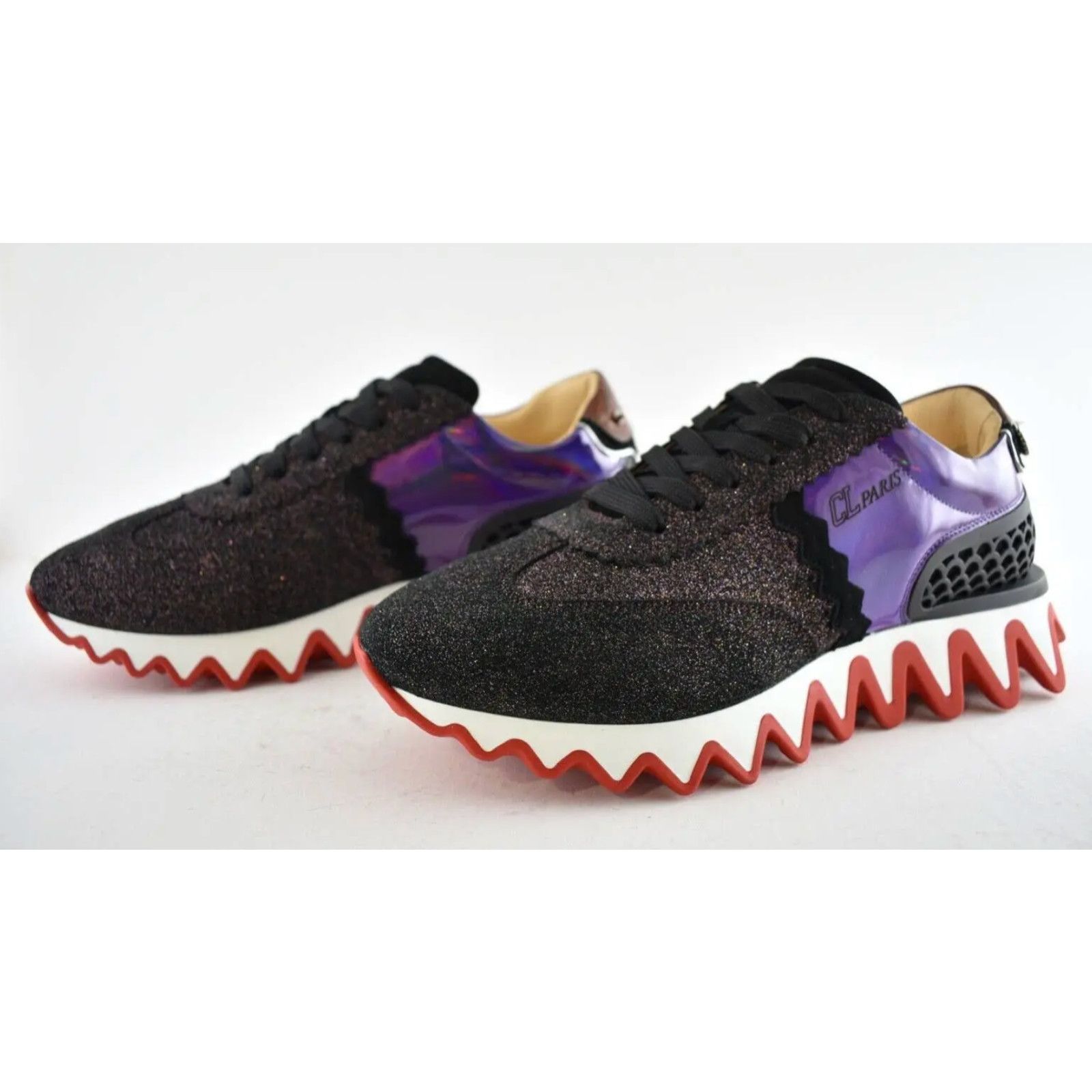 Christian Louboutin Christian Louboutin Mens Loubishark Flat Black Purple Size US 8 / EU 41 - 10 Thumbnail