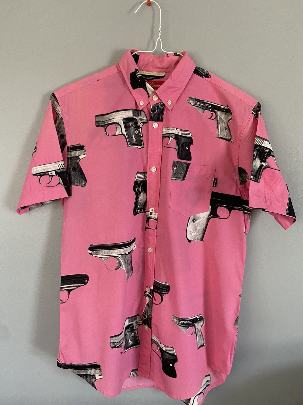 Supreme Supreme Guns Button Up Shirt SS13 Pink | Grailed