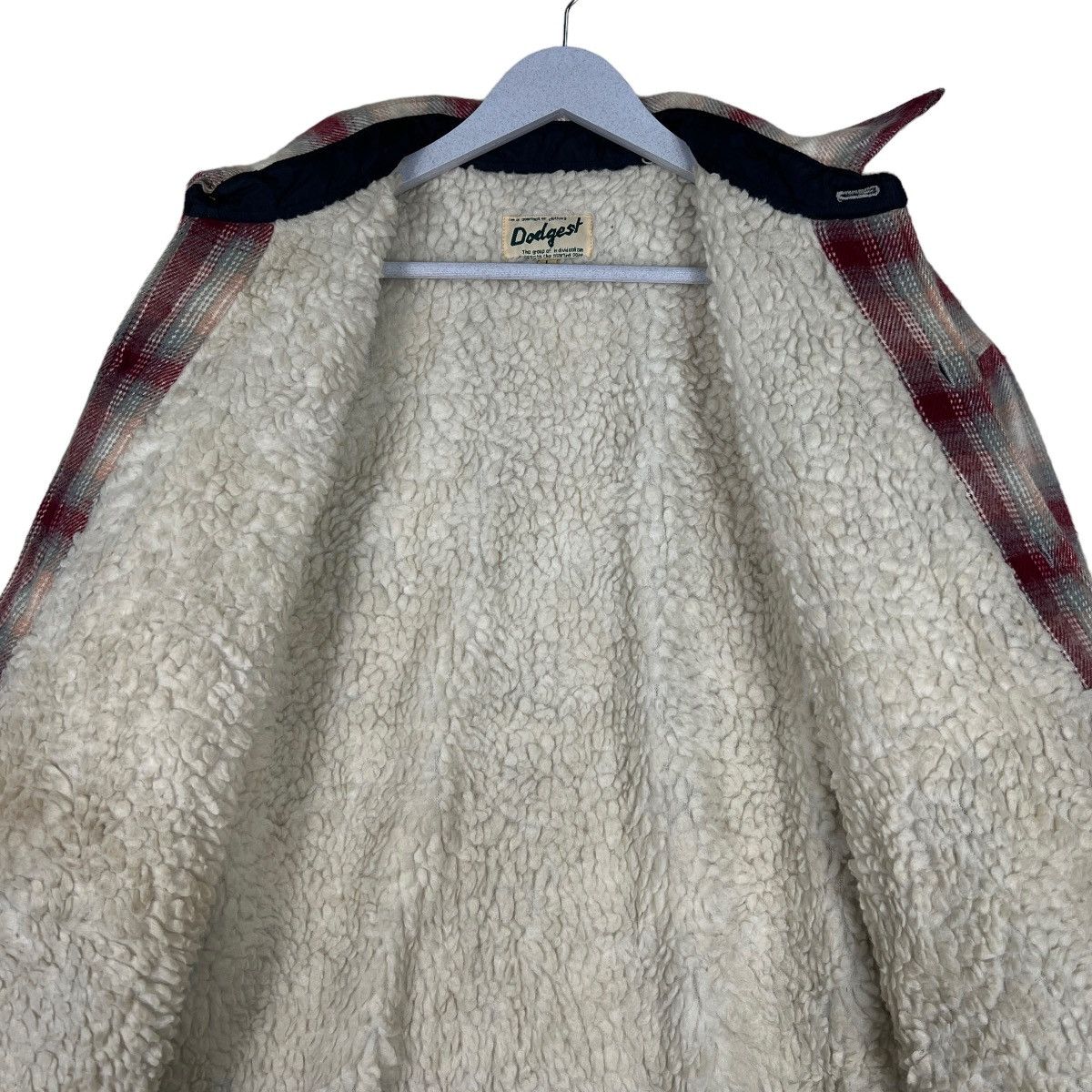 Japanese Brand 🔥 VINTAGE DODGEST PLAID CHECK FLANNEL SHEARLING CPO JACKET Size US L / EU 52-54 / 3 - 12 Thumbnail