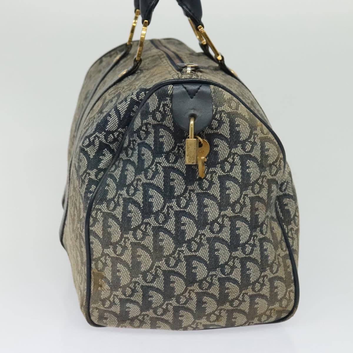 Dior DIOR Trotter Canvas Boston Bag Navy Gold Size ONE SIZE - 4 Thumbnail