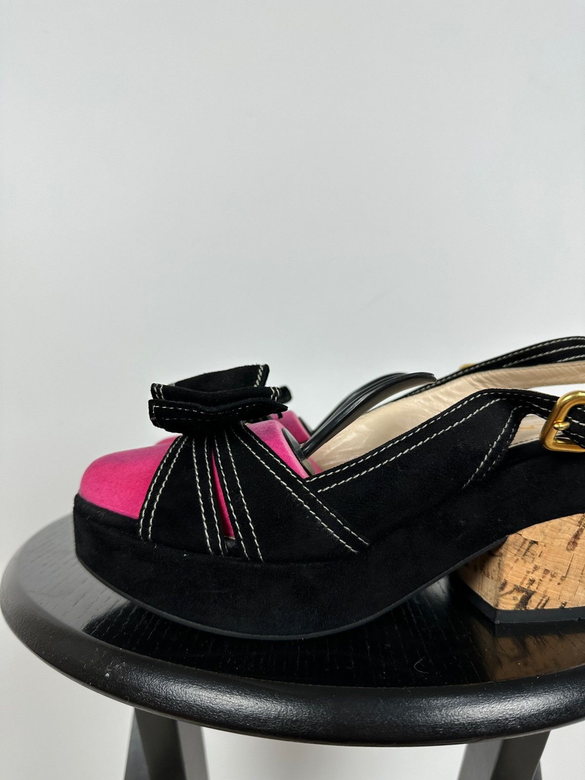Prada Prada Black Suede Leather Bow Platform Sandals Size US 8 / IT 38 - 14 Thumbnail