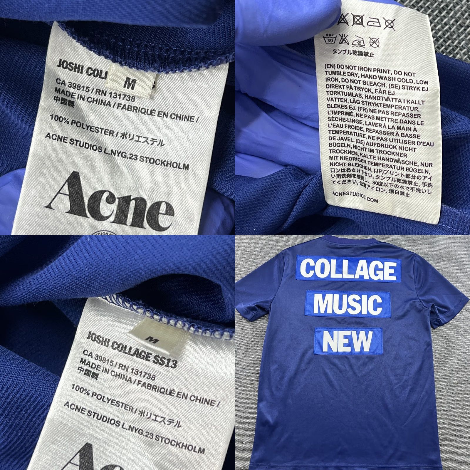 Acne Studios Acne Studios Joshi Collage T-Shirt Mens Medium Blue Tee Music New Shirt M Blue Mens Sports Moisture Wicking Quick Dry Size US M / EU 48-50 / 2 - 8 Thumbnail