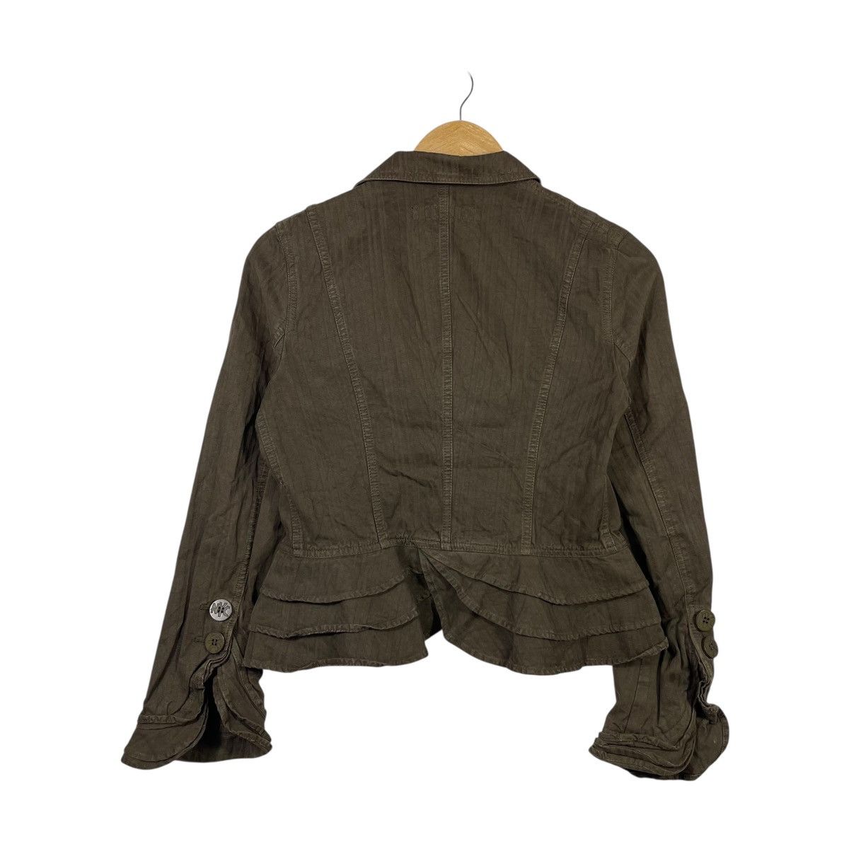 DKNY DKNY Jeans Olive Cotton Cropped Blazer Women’s Ruffle Hem Size S / US 4 / IT 40 - 4 Thumbnail