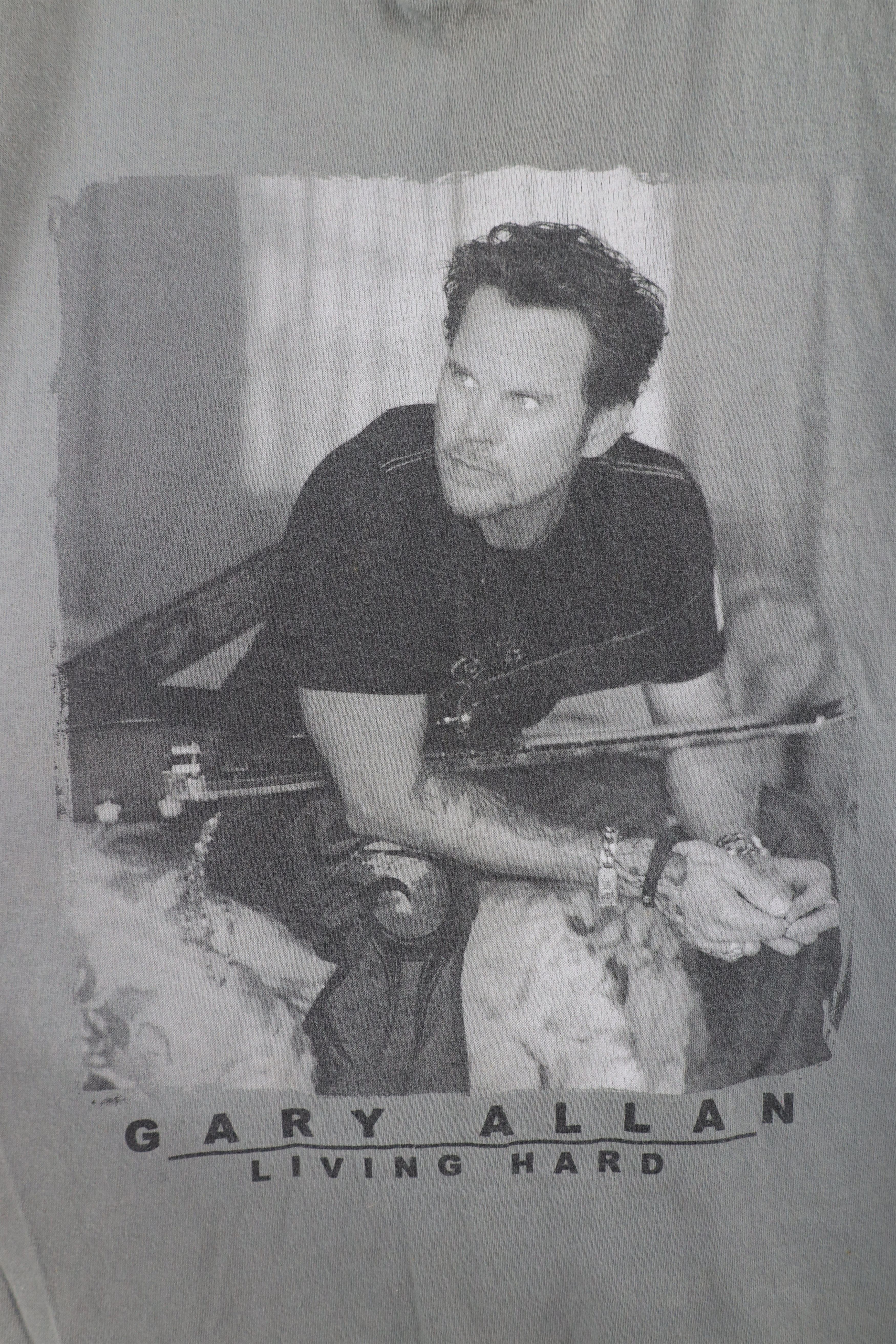 Vintage Vintage Y2K Living Hard Tour Gary Allan Band T-Shirt Gray Size US M / EU 48-50 / 2 - 4 Thumbnail
