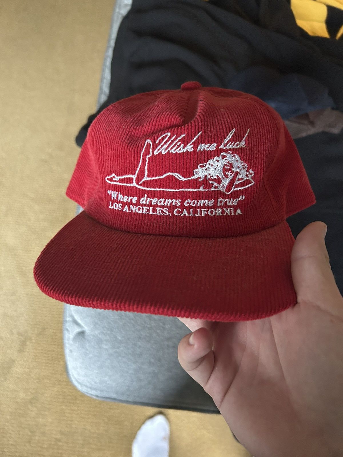 Vintage × Wish Me Luck Wishmeluck Red Corduroy trucker hat Size ONE SIZE - 1 Thumbnail