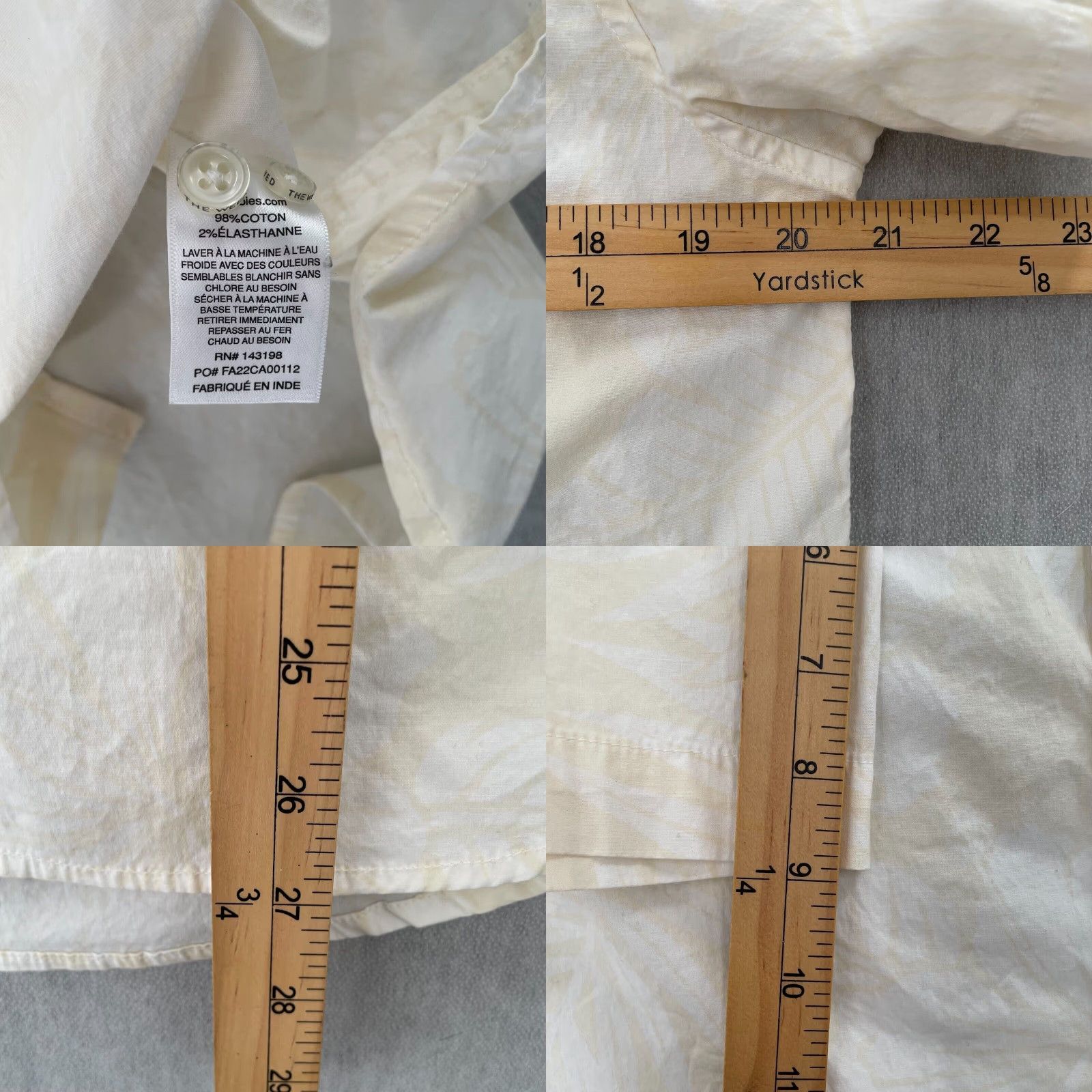 Chubbies VINTAGE Chubbies Shirt Men Adult Medium Short Sleeve Button Up Floral Cotton Blend Tan White Summer Casual Size US M / EU 48-50 / 2 - 8 Thumbnail