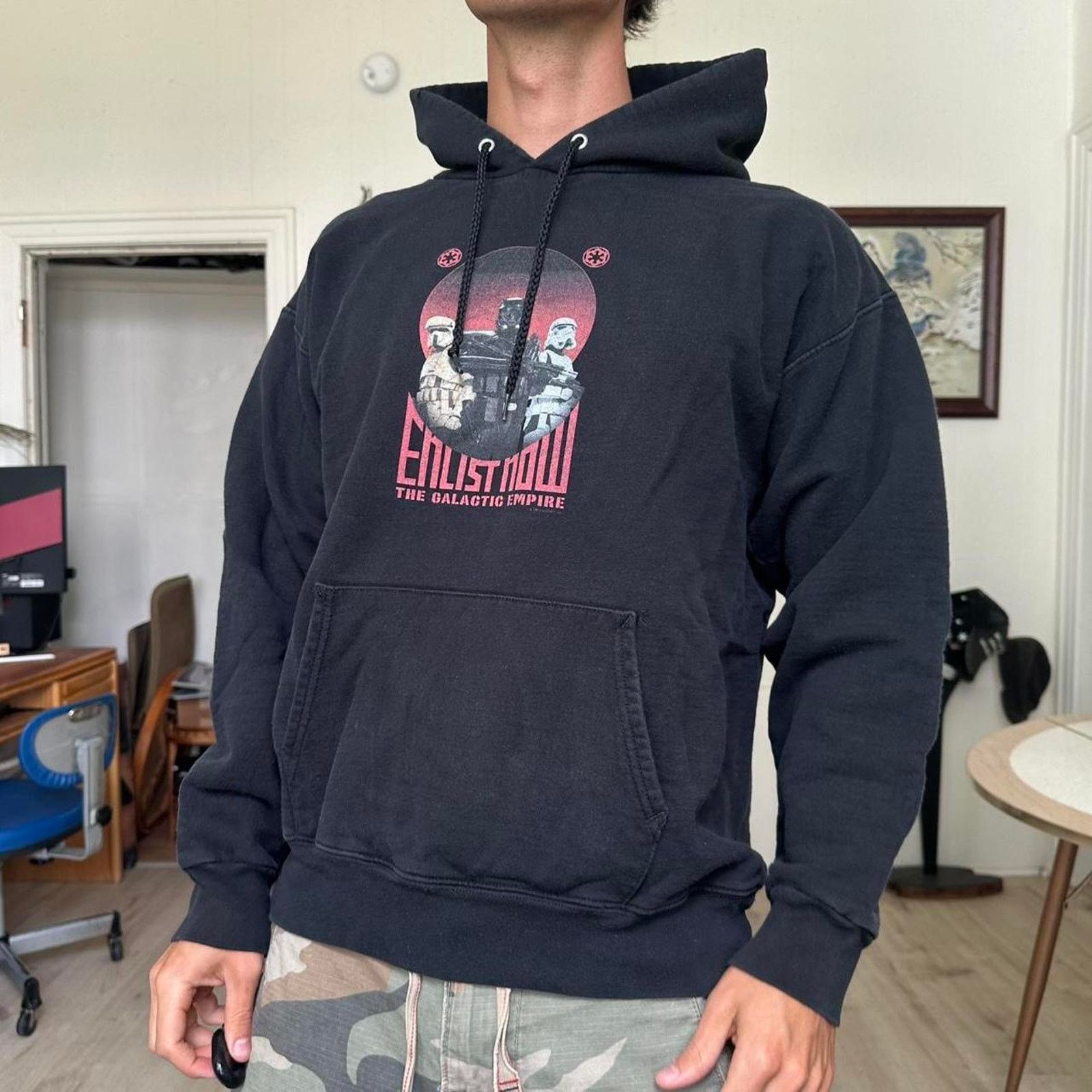 Star Wars × Vintage Vintage 00s Star Wars Heavy Cotton Black Hoodie Sweatshirt Size US M / EU 48-50 / 2 - 7 Thumbnail