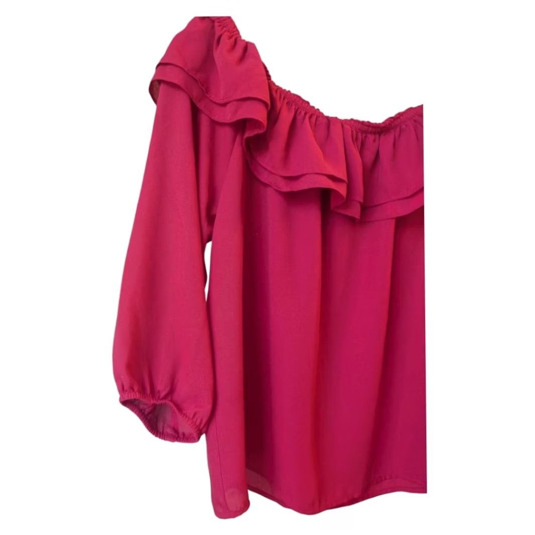 J.Crew J. Crew Mercantile Blouse Pink Off the Shoulder 3/4 Sleeve Ruffle Womens M Blouse Size M / US 6-8 / IT 42-44 - 2 Thumbnail