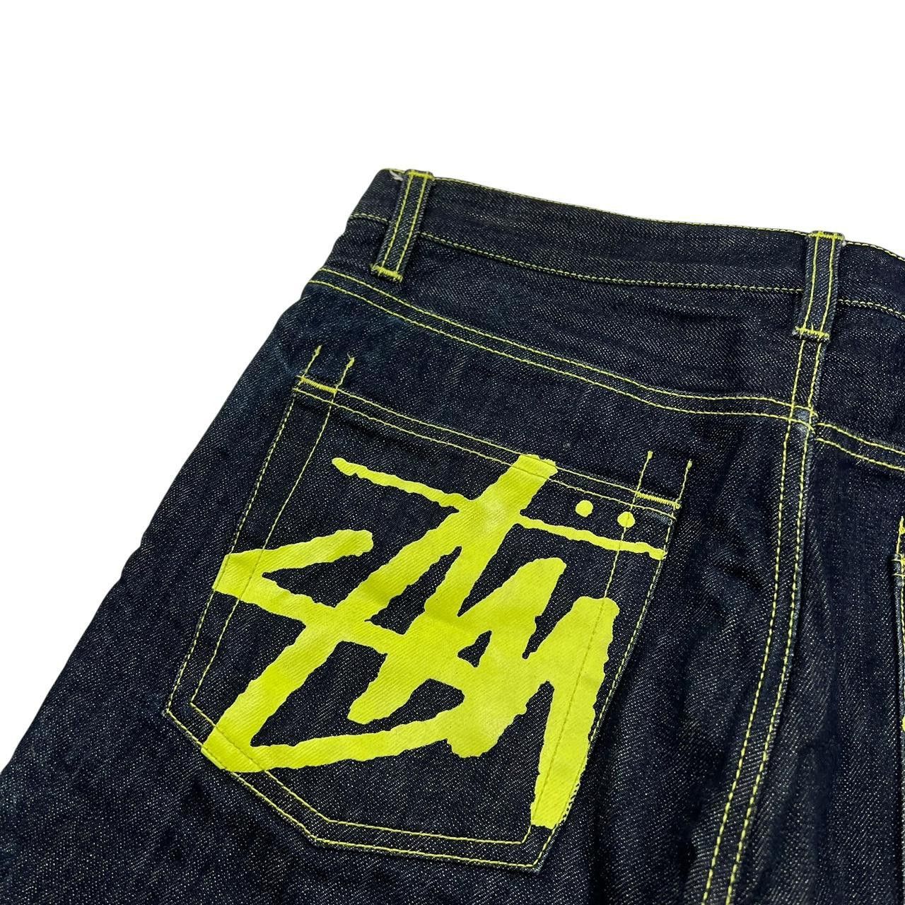 Stussy Vintage 2000s Stussy Spellout Denim Shorts / Jorts Waist 35 Size US 35 - 3 Thumbnail