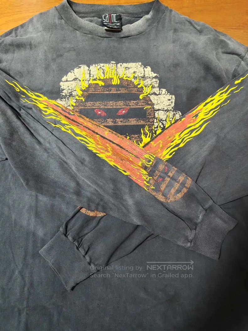 Saint Michael Saint Michael Double Sleeve Flame Pattern Character Collag Size US XL / EU 56 / 4 - 6 Thumbnail