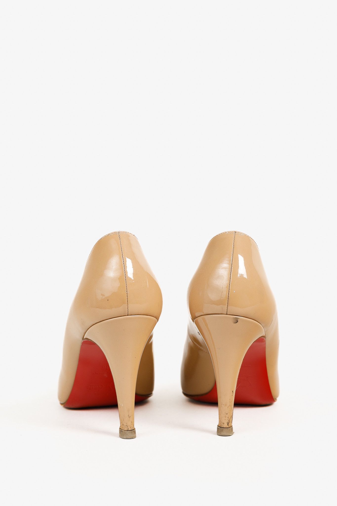 Christian Louboutin Christian Louboutin Pumppie 85 Beige Patent Leather Pumps Size US 7.5 / IT 37.5 - 3 Thumbnail
