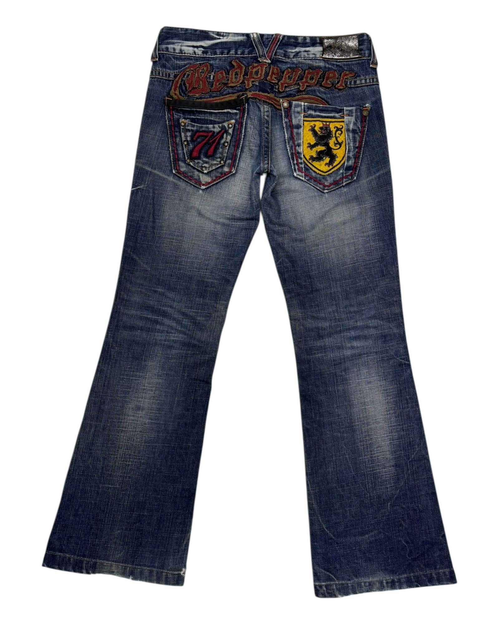 Hysteric Glamour × If Six Was Nine × Le Grande Bleu (L.G.B.) Vintage RED PEPPER Bootcut Flare Distressed Denim Jean Size 29" - 7 Thumbnail