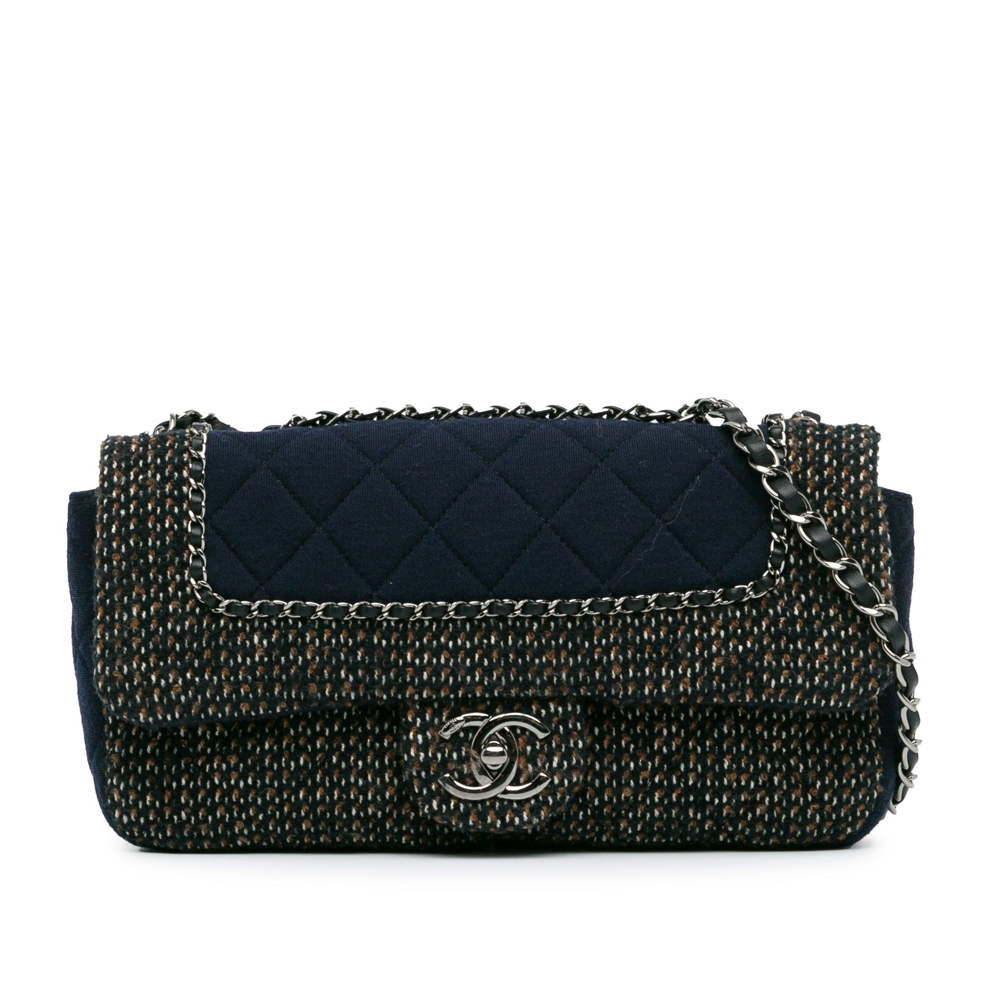 Chanel Chanel Small Jersey Tweed Flap Blue Size ONE SIZE - 1 Thumbnail