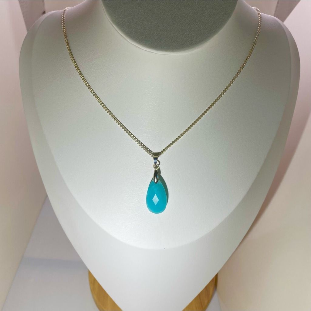 AUN Sterling 925 Silver & Amazonite Necklace