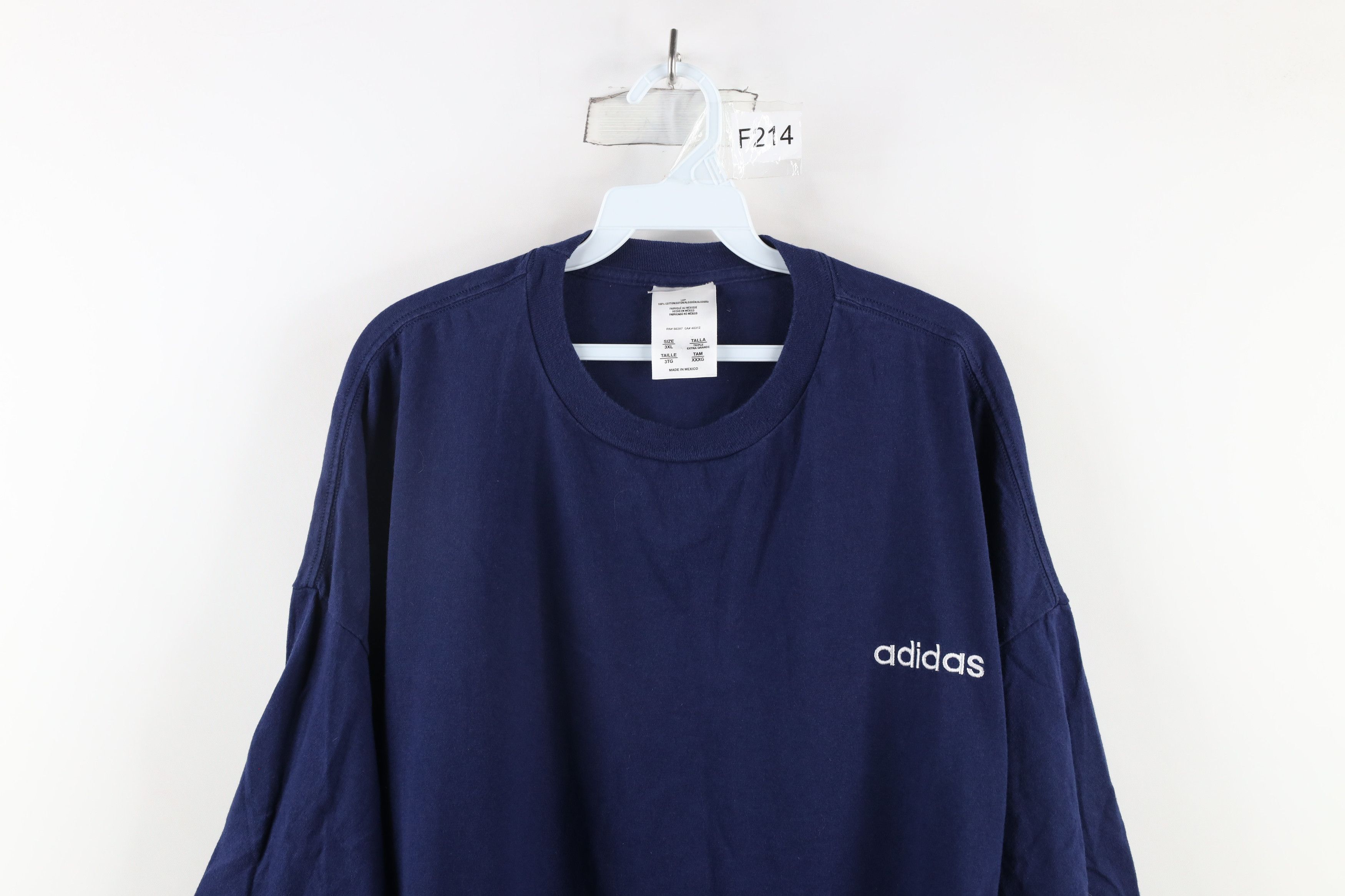 Adidas × Vintage Vintage 90s Adidas Out Short Sleeve T-Shirt Blue Cotton Size US XXL / EU 58 / 5 - 2 Thumbnail