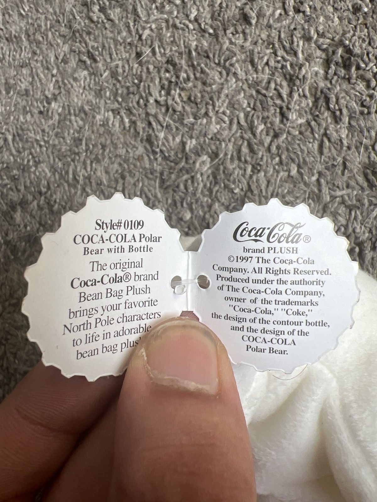 Coca Cola 1997 Coca-Cola Polar Bear With Bottle Bean Bag Plush Size ONE SIZE - 4 Thumbnail