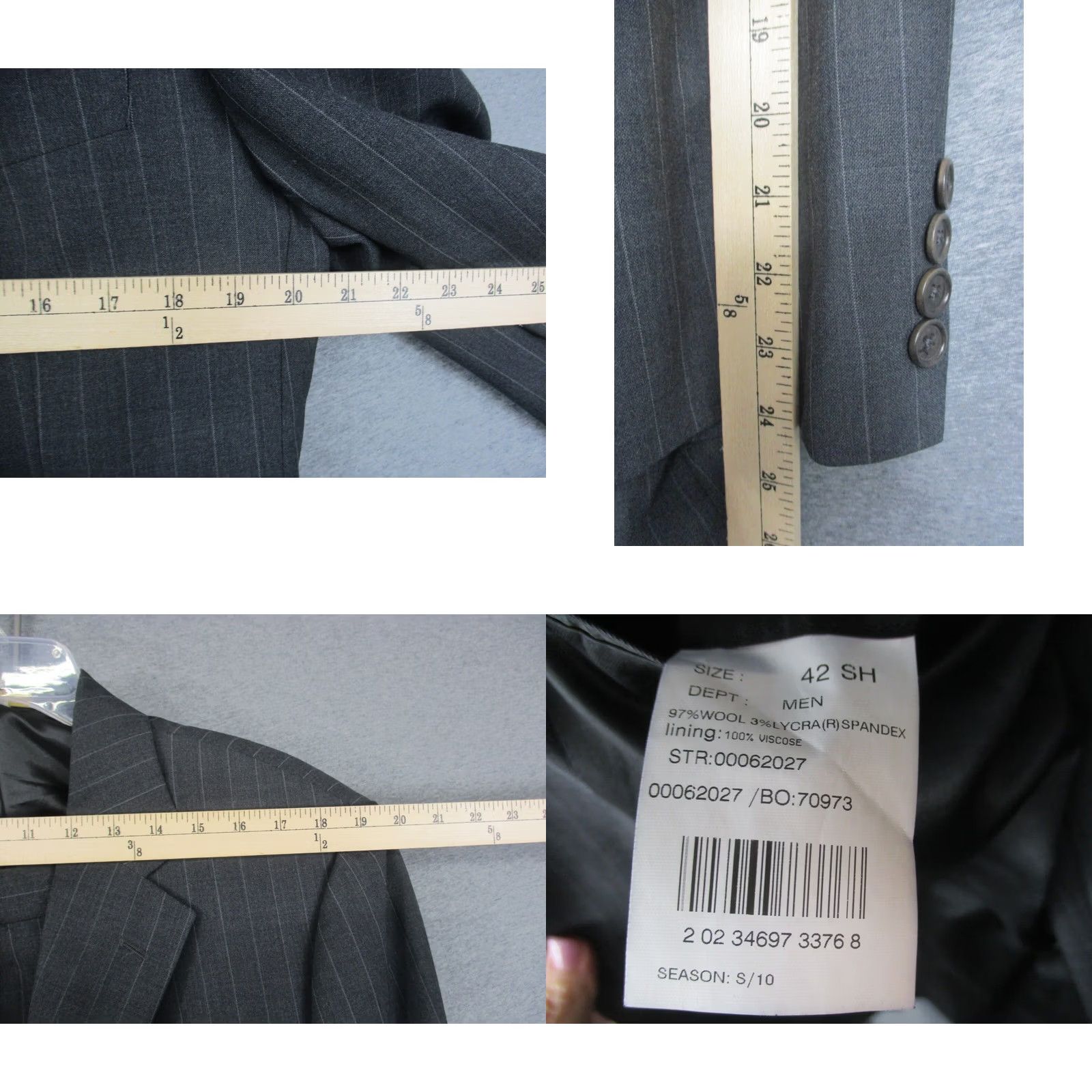 Brooks Brothers VINTAGE Brooks Brothers Suit 42 Gray Pinstripe Wool Blend Stretch Mens Size 42R - 8 Thumbnail