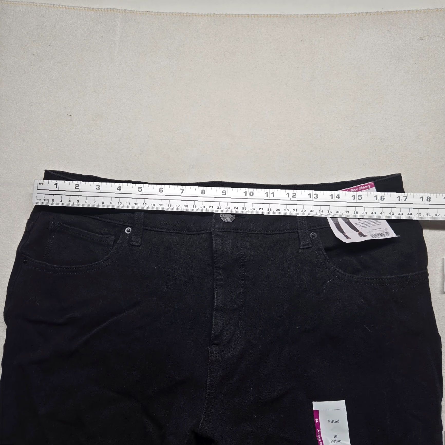 Vintage Time and Tru Jeans Women's 16 Petite Black High Rise Skinny Denim Pantss Size 38" / US 16 / IT 52 - 4 Thumbnail