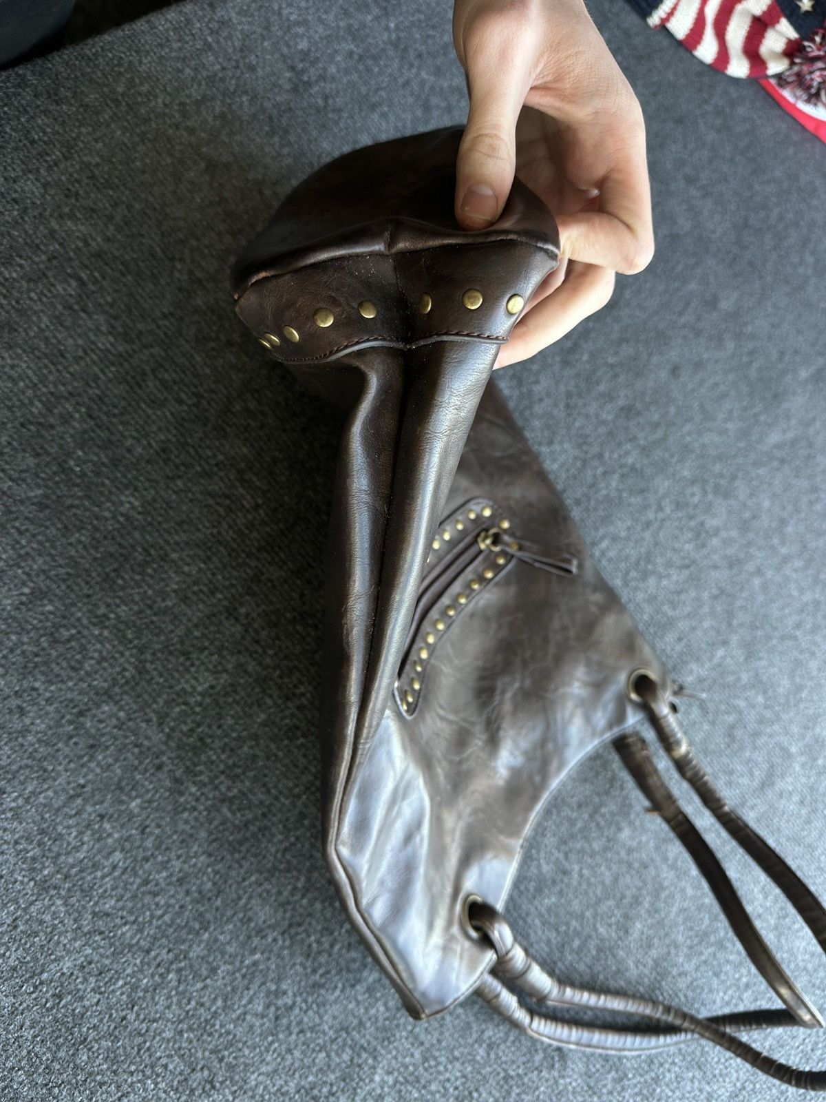 Other 🚨Y2K AVANT-GARDE🚨 LEATHER ZIP Japan style hand bag 90s Size ONE SIZE - 10 Thumbnail