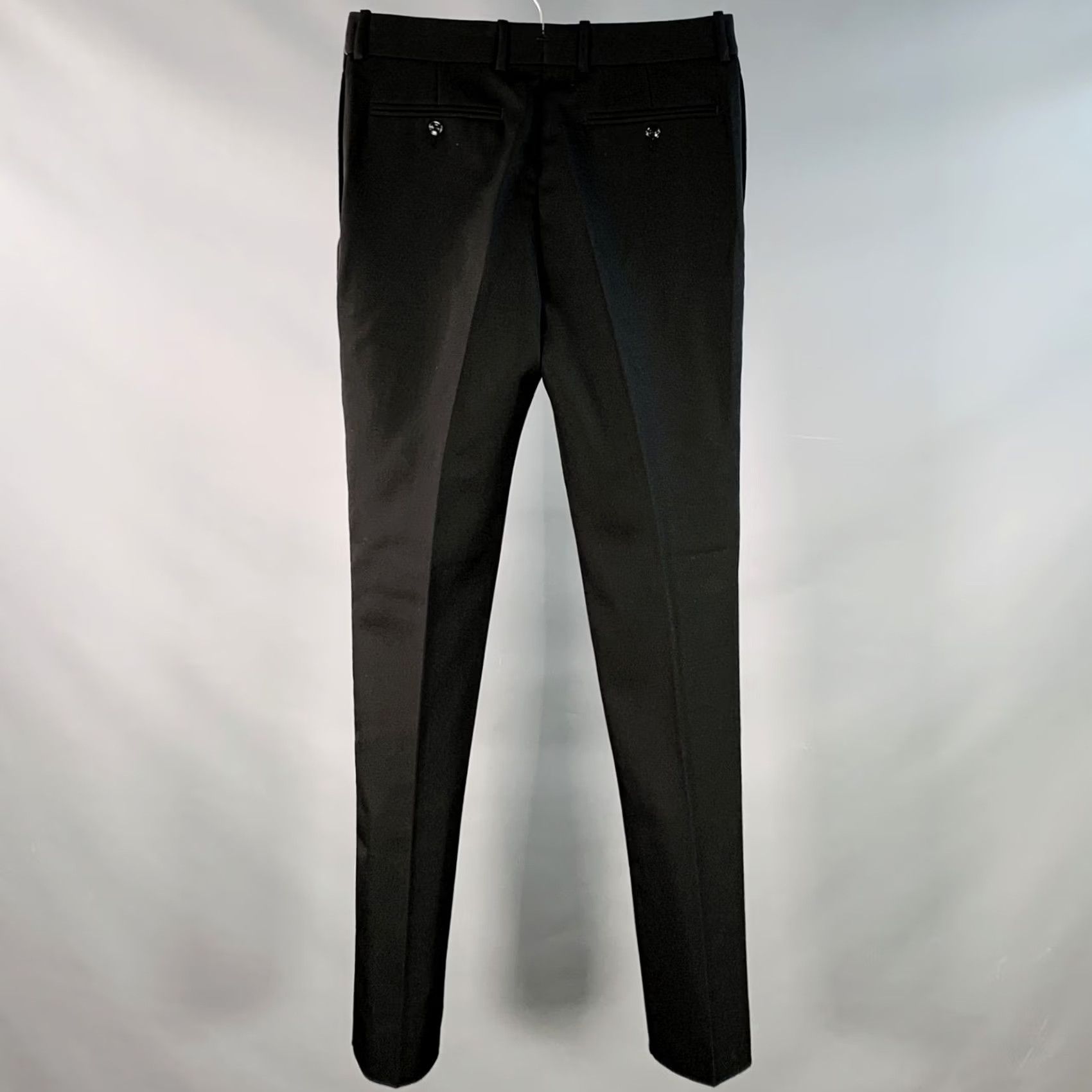 Alexander McQueen ALEXANDER MCQUEEN Dress Pants Black Wool Barathea Flat Front 30 Inseam 34 Italy Men's Regular Size 30 Size US 30 / EU 46 - 2 Thumbnail