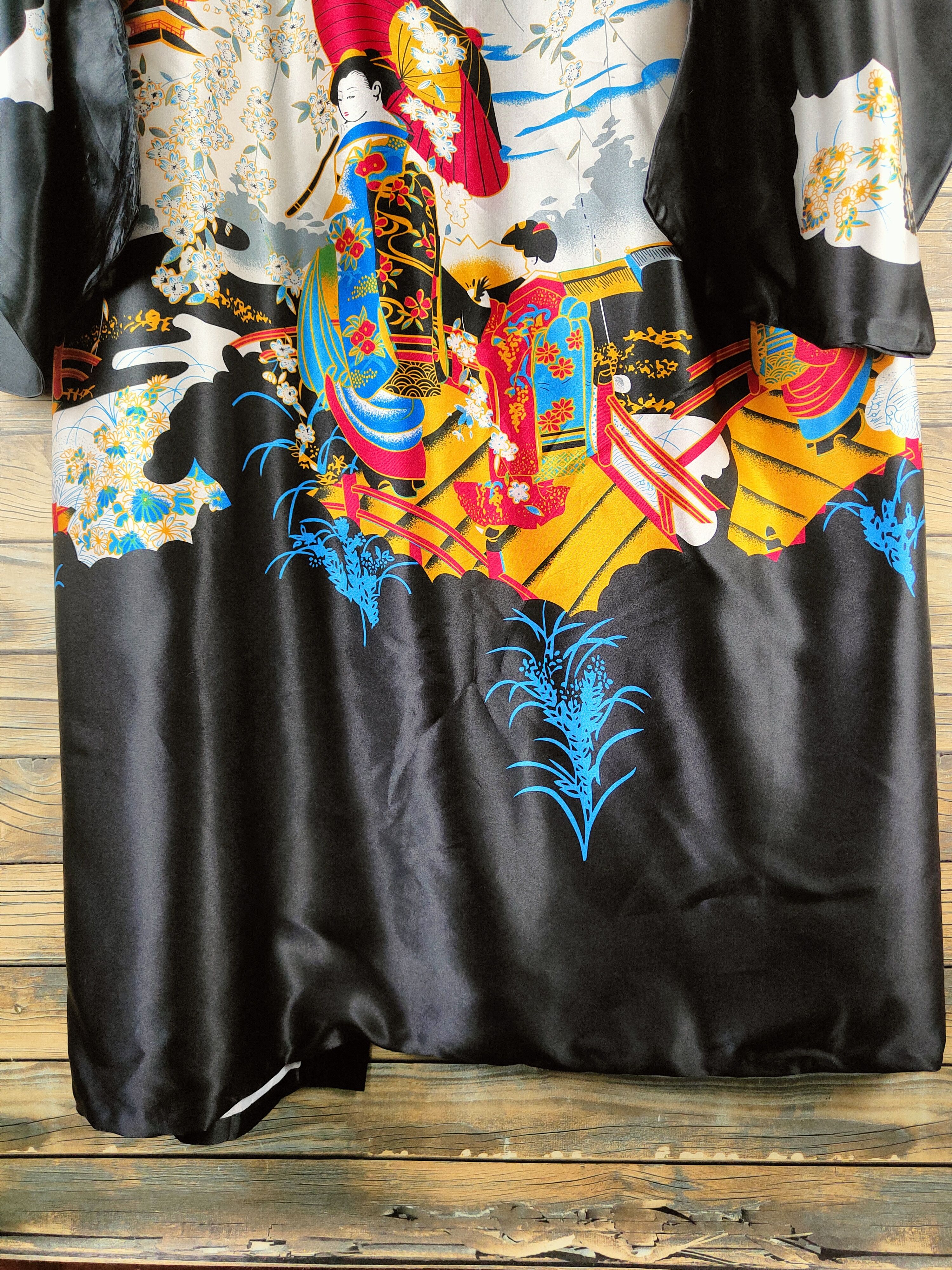 Japanese Brand DL Geisha lady Japan fullprint vintage Kimono #46-720 Size US L / EU 52-54 / 3 - 9 Thumbnail