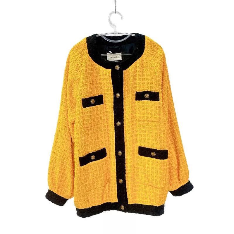 Gucci Yellow Textured Button-Front Light Jacket XS Size US XS / EU 42 / 0 - 1 Thumbnail