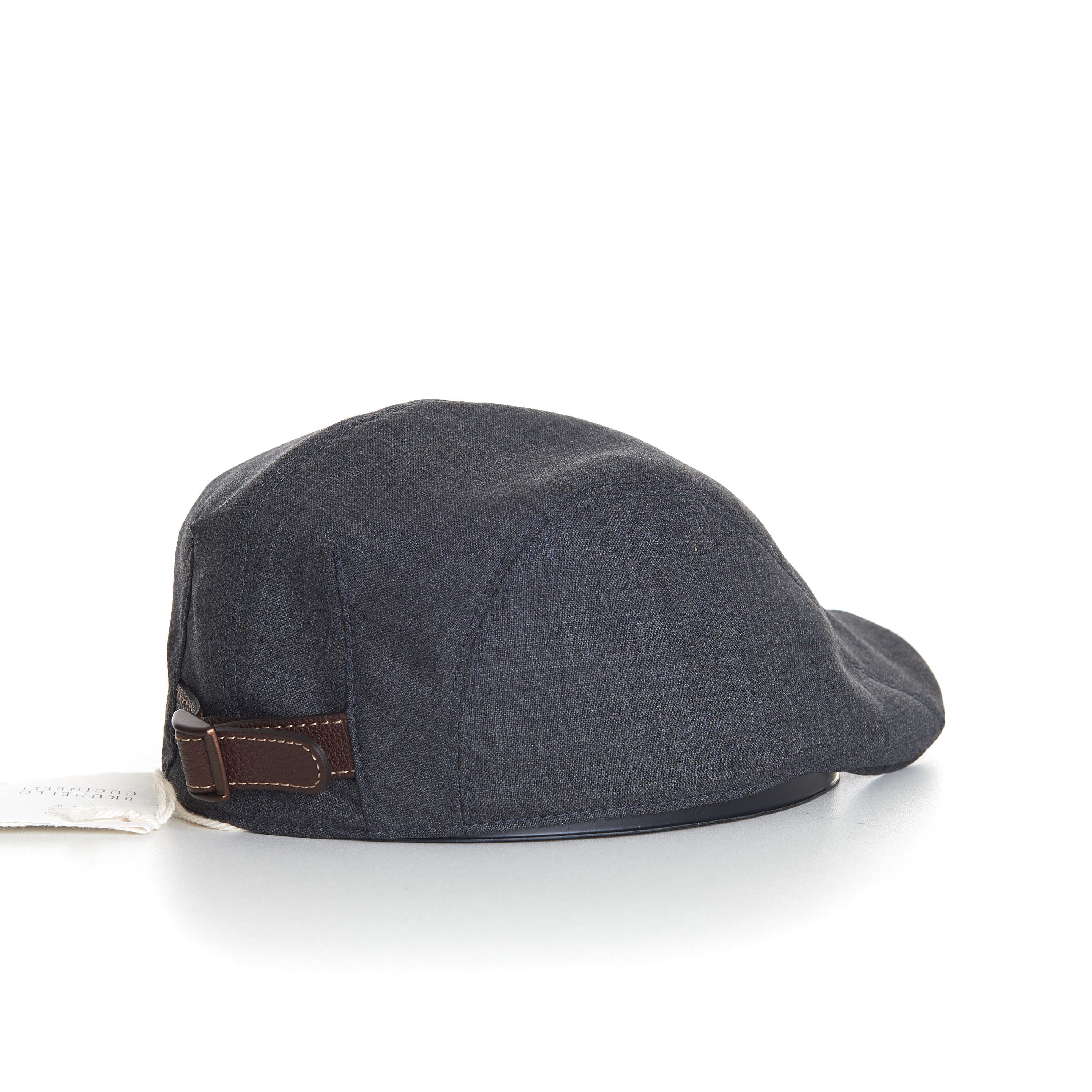 Brunello Cucinelli Flat Cap In Fresco Virgin Wool & Logo Embroidery Size S Size ONE SIZE - 6 Thumbnail