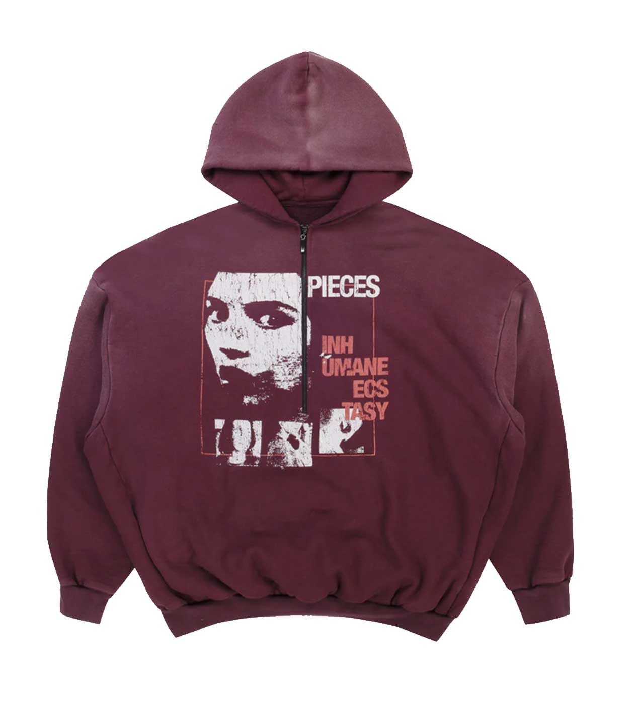 Other Pieces Inhumane Half Zip Sweatshirt Maroon Size US XL / EU 56 / 4 - 1 Thumbnail