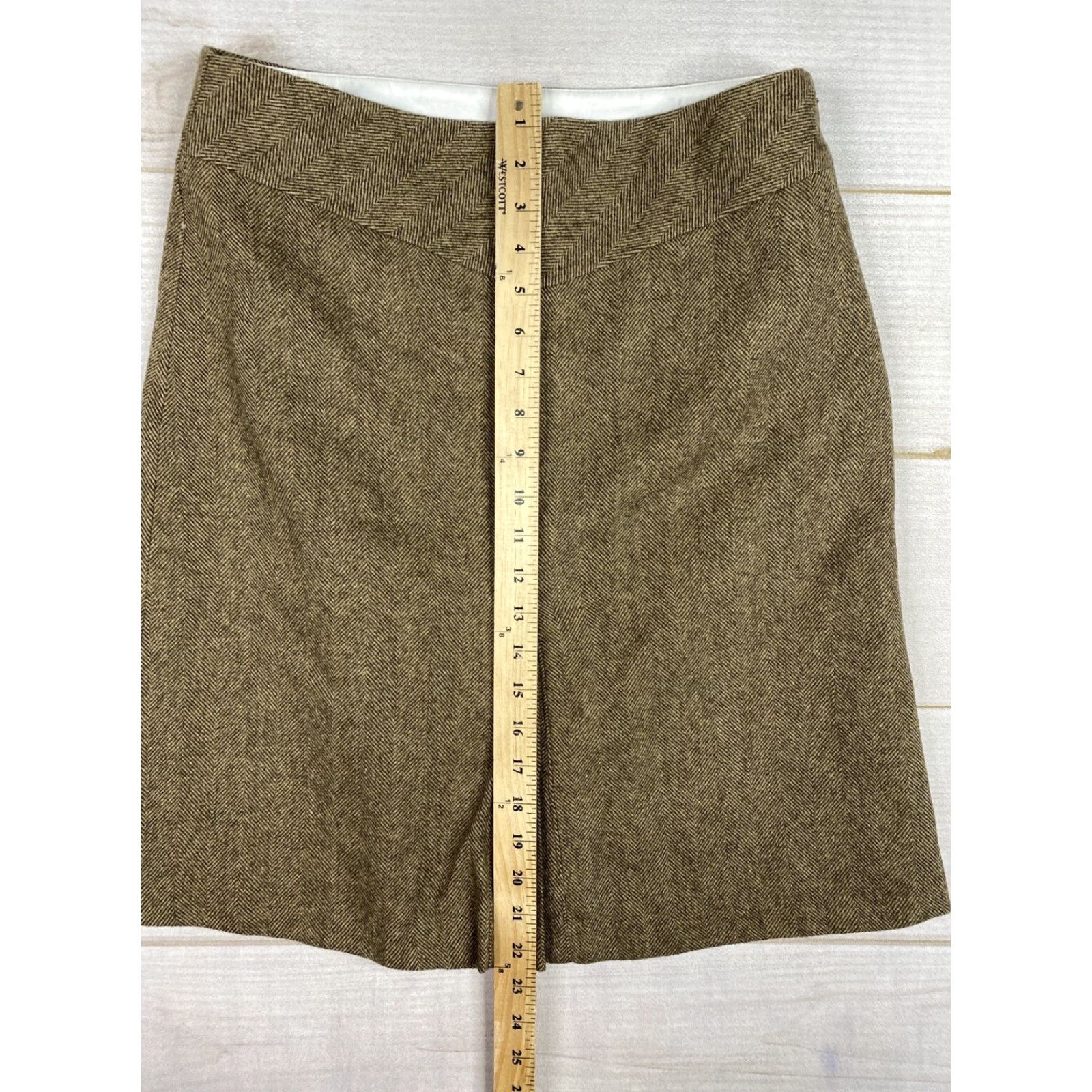 Gap VINTAGE Gap Skirt Womens 8 Brown Lined Wool Blend Knee Length Side Zip Y2K Size 30" / US 8 / IT 44 - 4 Thumbnail