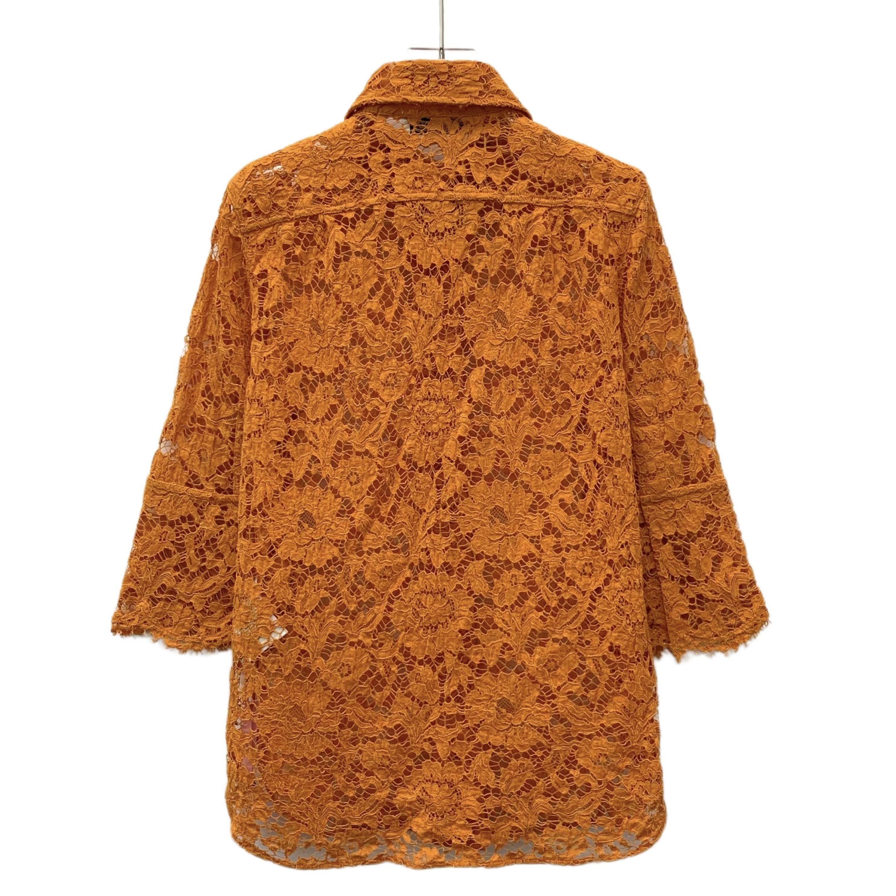 Valentino Valentino Orange Lace Cotton Shirt (S) Size S / US 4 / IT 40 - 7 Thumbnail